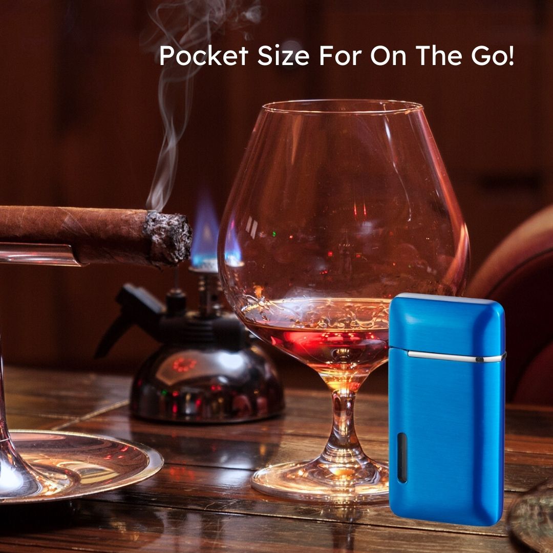 Visol Neiss Dual Torch Cigar Lighter - Refillable Butane Windproof Jet Flame Lighter for Cigars, Cigarettes & Outdoor Use (Blue) - Perfect for Smoking, Camping & BBQ Parties