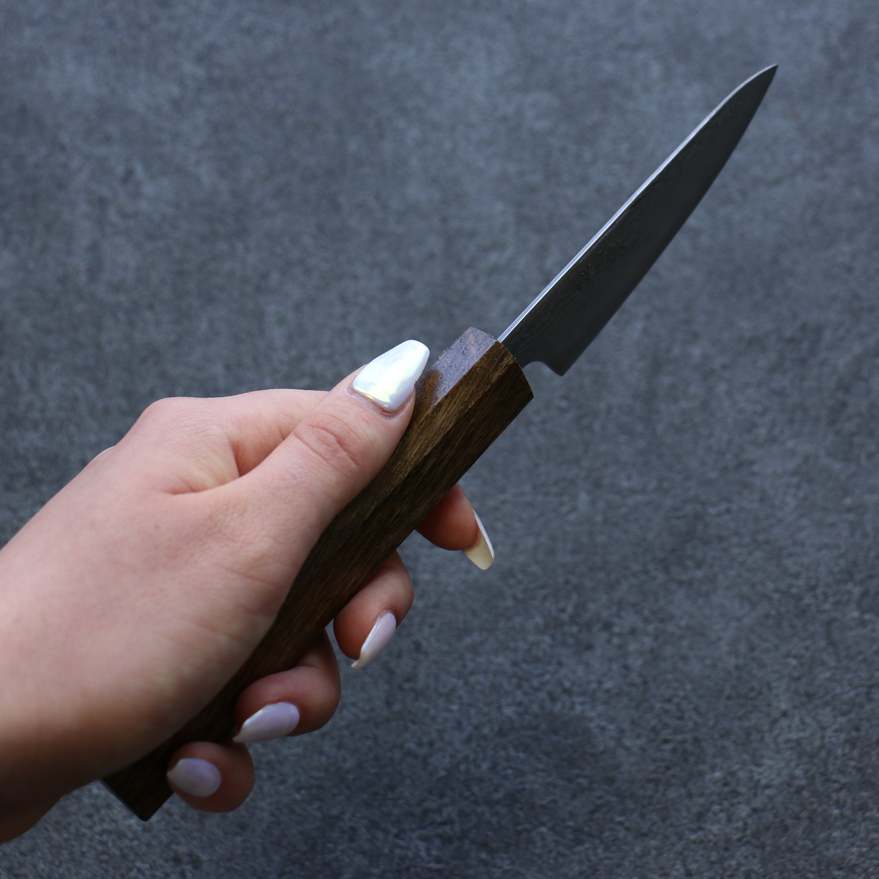 Premium Seisuke Nami AUS10 Damascus Petty Knife 80mm - Japanese Mirrored Finish Utility Knife with Oak Handle - Perfect for Slicing, Peeling & Precision Kitchen Tasks