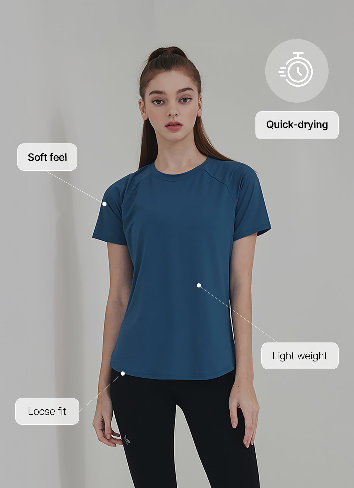 1+1 Ice Feather Comfort Short Sleeve T-Shirts for Women - Soft Breathable Summer Casual Tees - Perfect for Outdoor Activities, Travel & Daily Wear