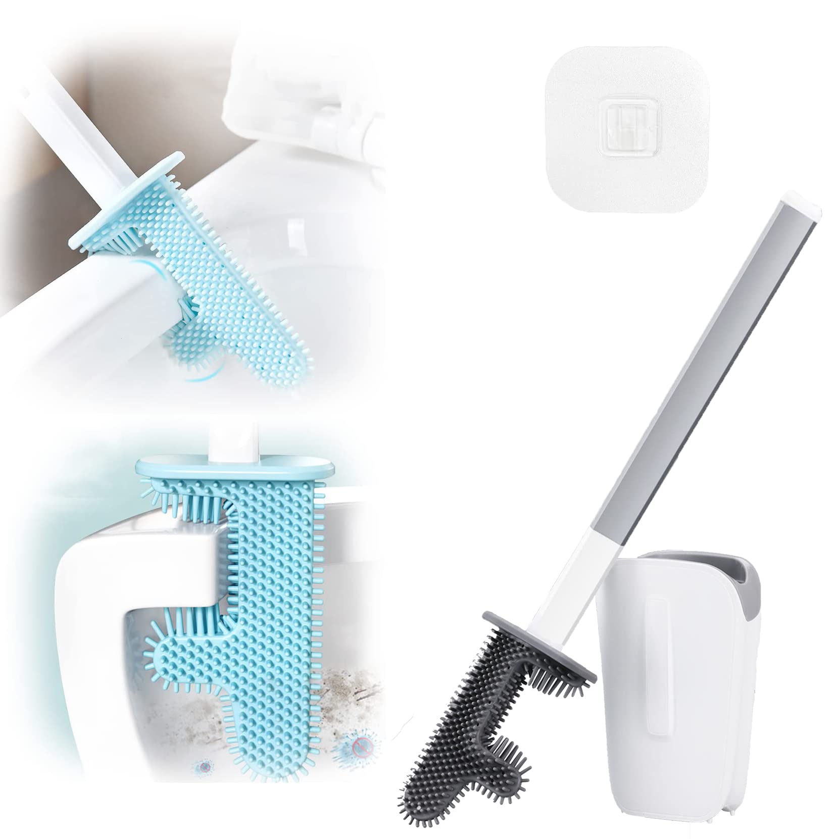 **Magic Cactus Toilet Bowl Brush and Holder Set - Silicone Bathroom Cleaning Brush for RV, Home, and Office - White Cute Cacti Design (1 Pack) - Perfect for Small Spaces and Hygienic Toilet Cleaning**