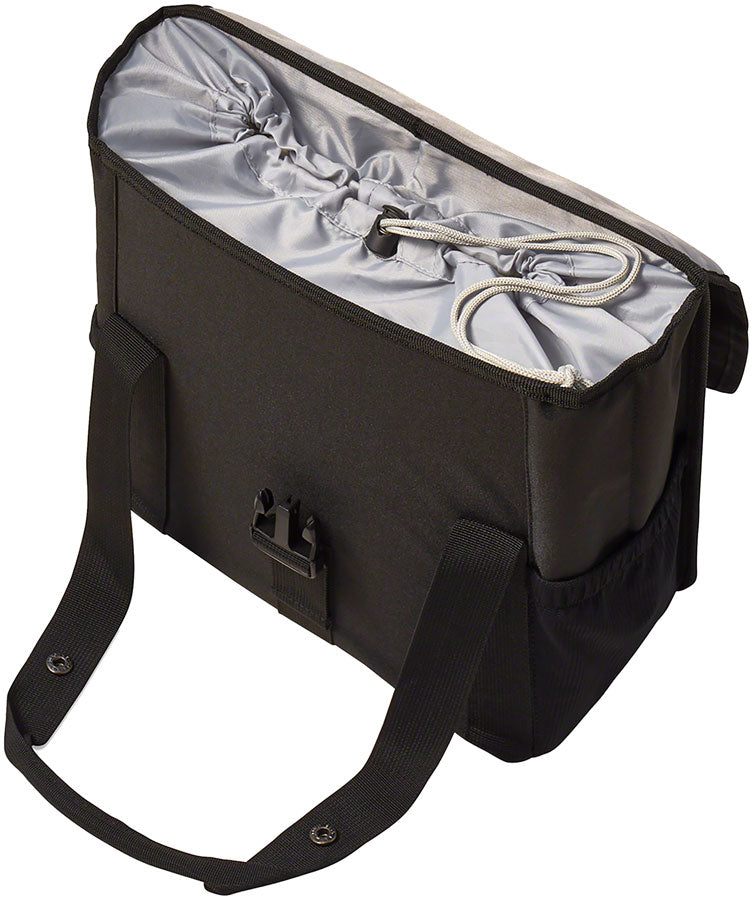 Basil Go Single Pannier 16L Bike Bag - Black with Double Elastic Side Pockets for Cycling, Commuting & Urban Travel Accessories