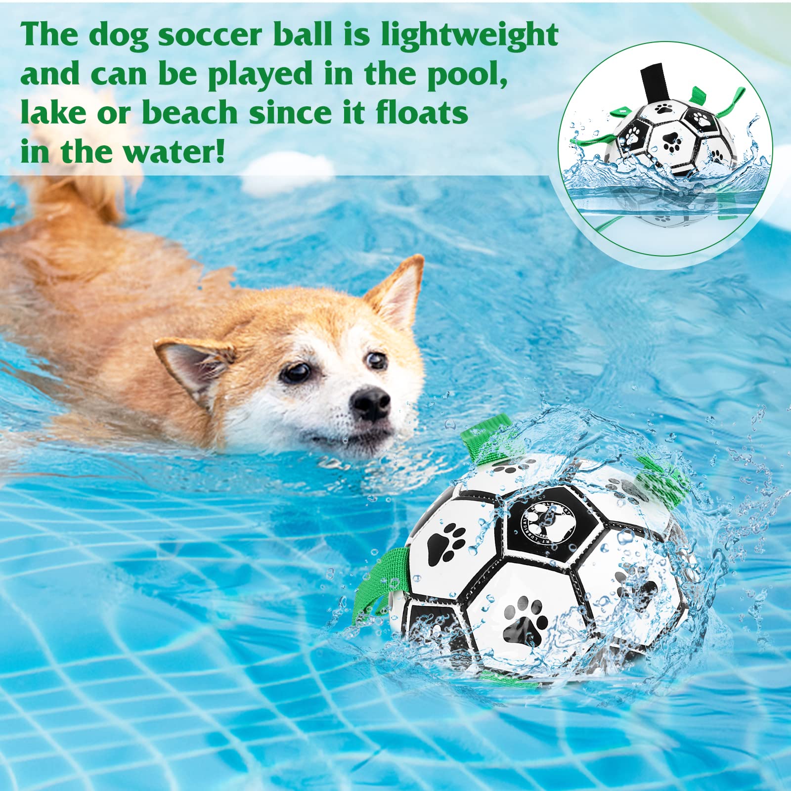 UrbanX Interactive Dog Soccer Ball Toy with Pulling Tabs - Durable Tug of War & Water Play Toy for Small, Medium & Large Dogs - Perfect for Backyard Play, Pool Fun & Training Sessions