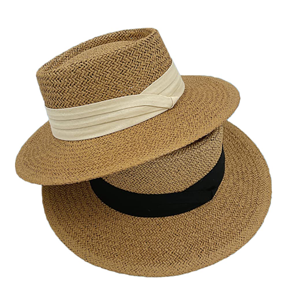 Stylish Straw Fedora Hats for Women & Men - UV Protection Summer Beach Sun Hat - Perfect for Outdoor Activities, Vacations, and Fashion Accessories