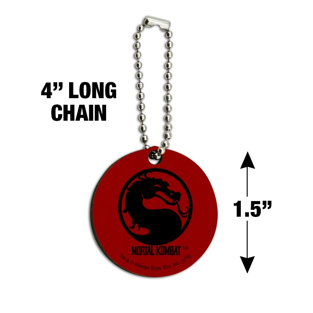 Mortal Kombat Symbol Wooden Round Keychain - Engraved Wood Key Ring for Gamers & Fans - Perfect for Cosplay, Gifts, and Gaming Accessories