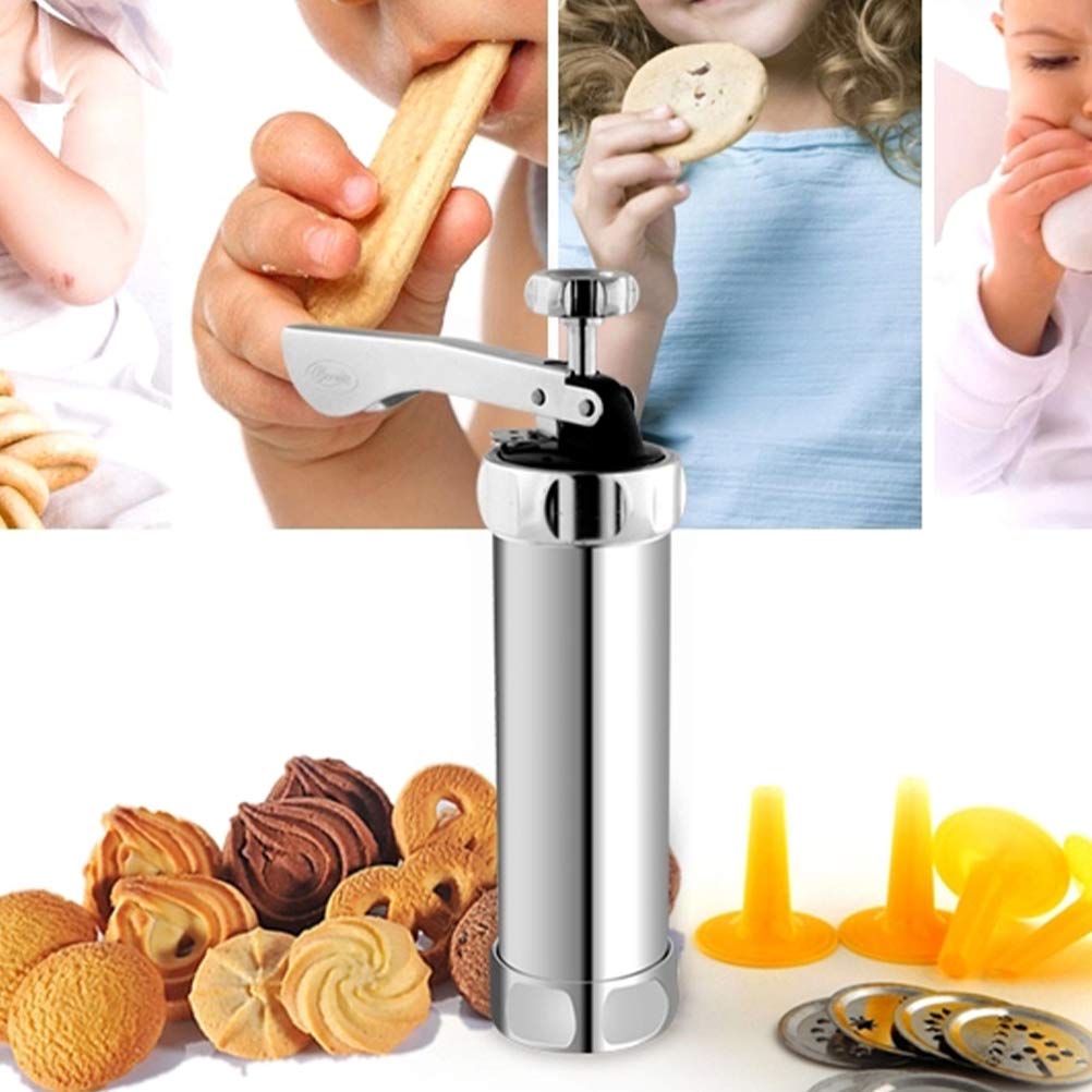 DIY Cookie Press Machine - Stainless Steel Cookie Maker with 12 Nozzles for Homemade Cookies, Crackers & Desserts | Perfect for Baking, Cake Decorating & Sugarcraft | Ideal for Holidays, Parties & Gift Giving