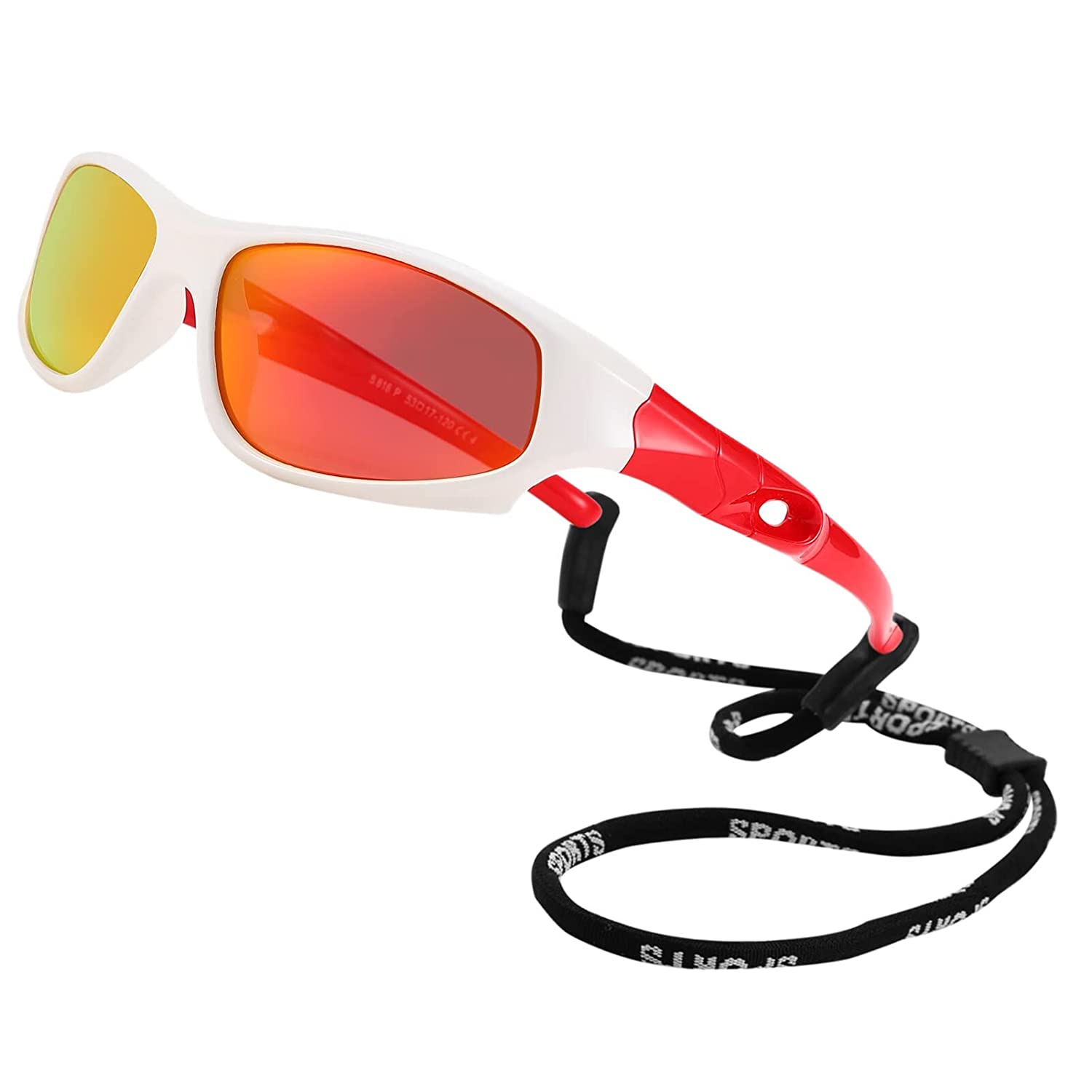 Kids Polarized Sports Sunglasses with Adjustable Strap - UV Protection for Outdoor Activities, Running, Cycling & Beach Play