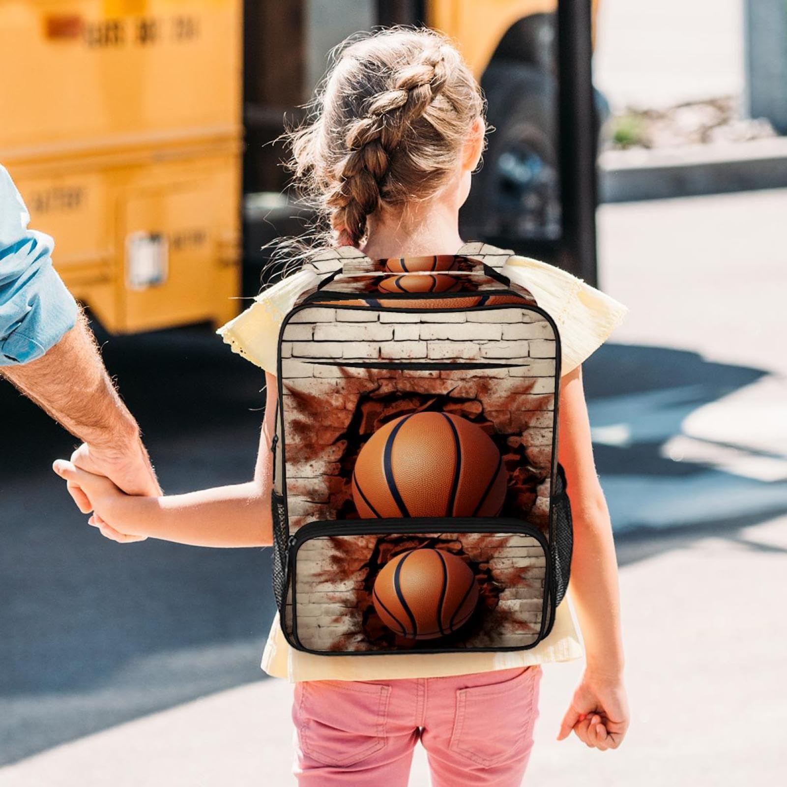 Lightweight Travel Backpack - Small Carry On Backpack with 3D Basketball Pattern Design - Perfect for School, Gym, Hiking & Airplane Travel