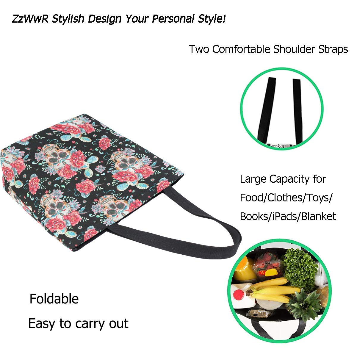 Stylish Funny Pattern Extra Large Shoulder Tote Bag for Women - Durable Beach Travel, Weekender, Gym & Grocery Shopping - Perfect for Vacation, Work & Daily Errands