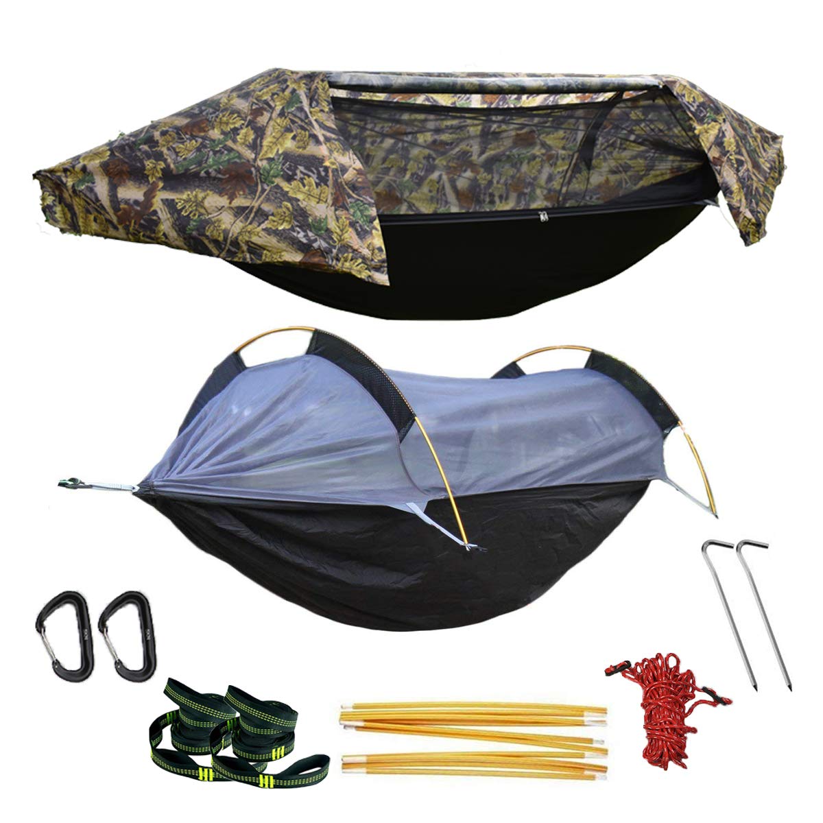 WintMing 3-in-1 Camping Hammock with Mosquito Net & Rain Fly - 440lbs Capacity - Lightweight Portable for Backpacking, Hiking, and Outdoor Adventures