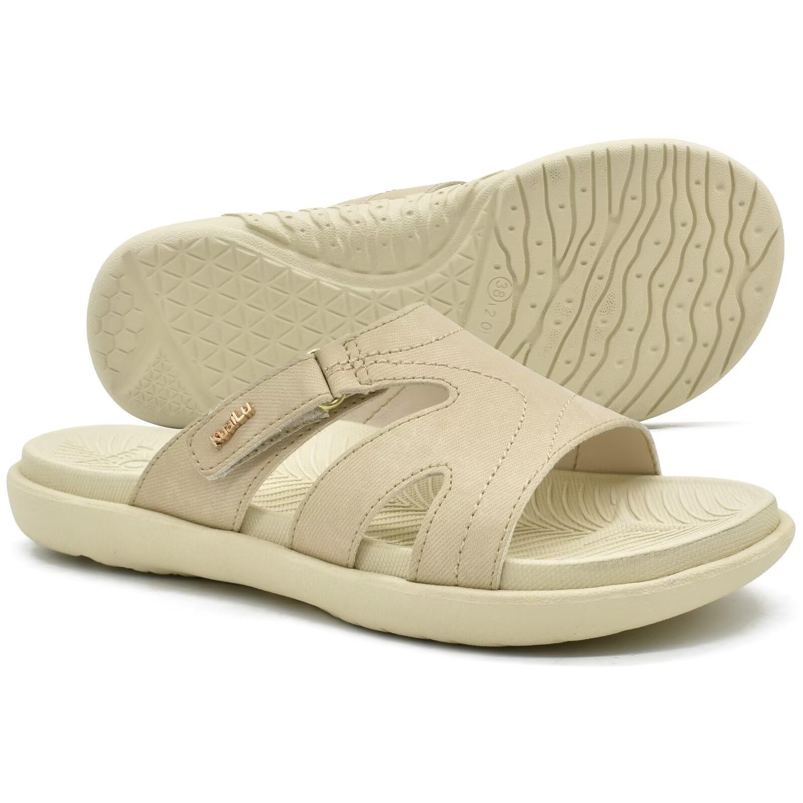 KuaiLu Women's Orthotic Slides - Lightweight Athletic Yoga Sandals with Thick Cushion & Arch Support for Plantar Fasciitis - Perfect for Home, Gym, and Outdoor Comfort
