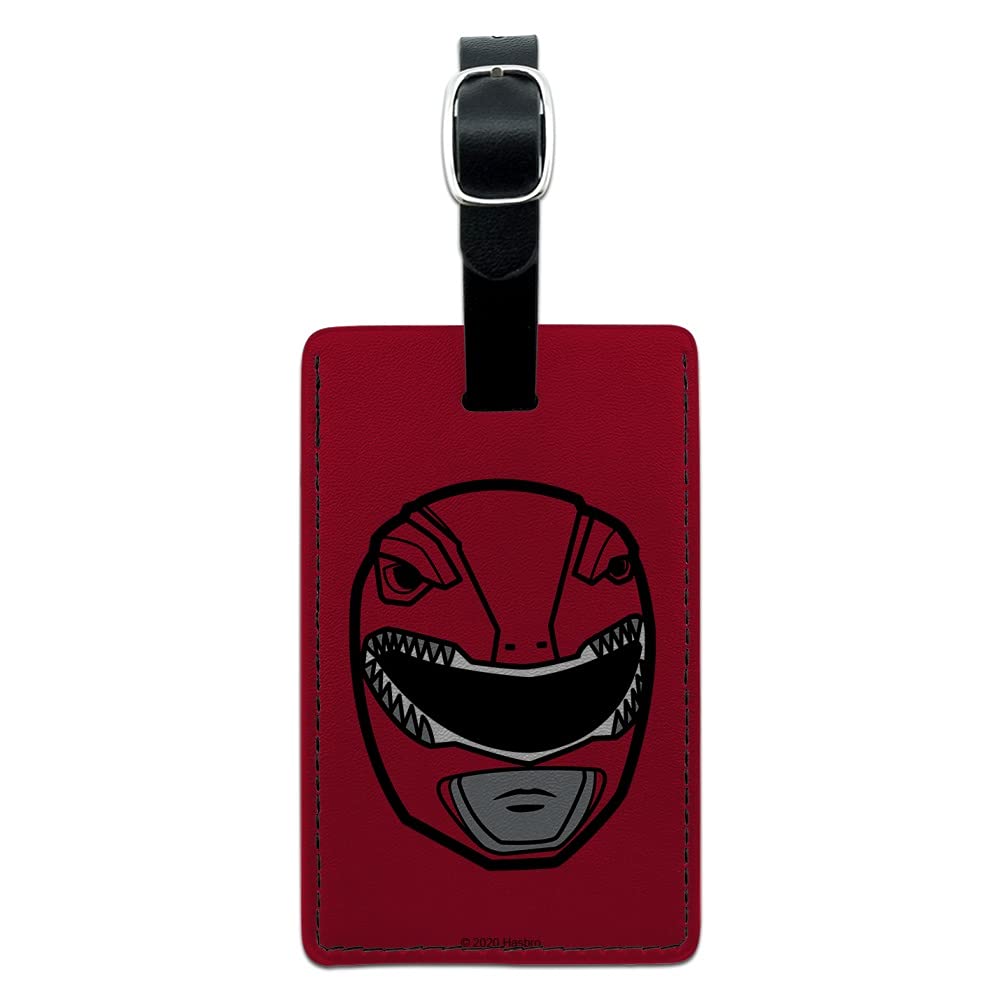 Power Rangers Red Ranger Helmet Leather Luggage Tag - Rectangle Carry-On ID Tag for Suitcases, Backpacks & Travel Bags - Perfect for Cosplay, Comic Con & Travel Identification