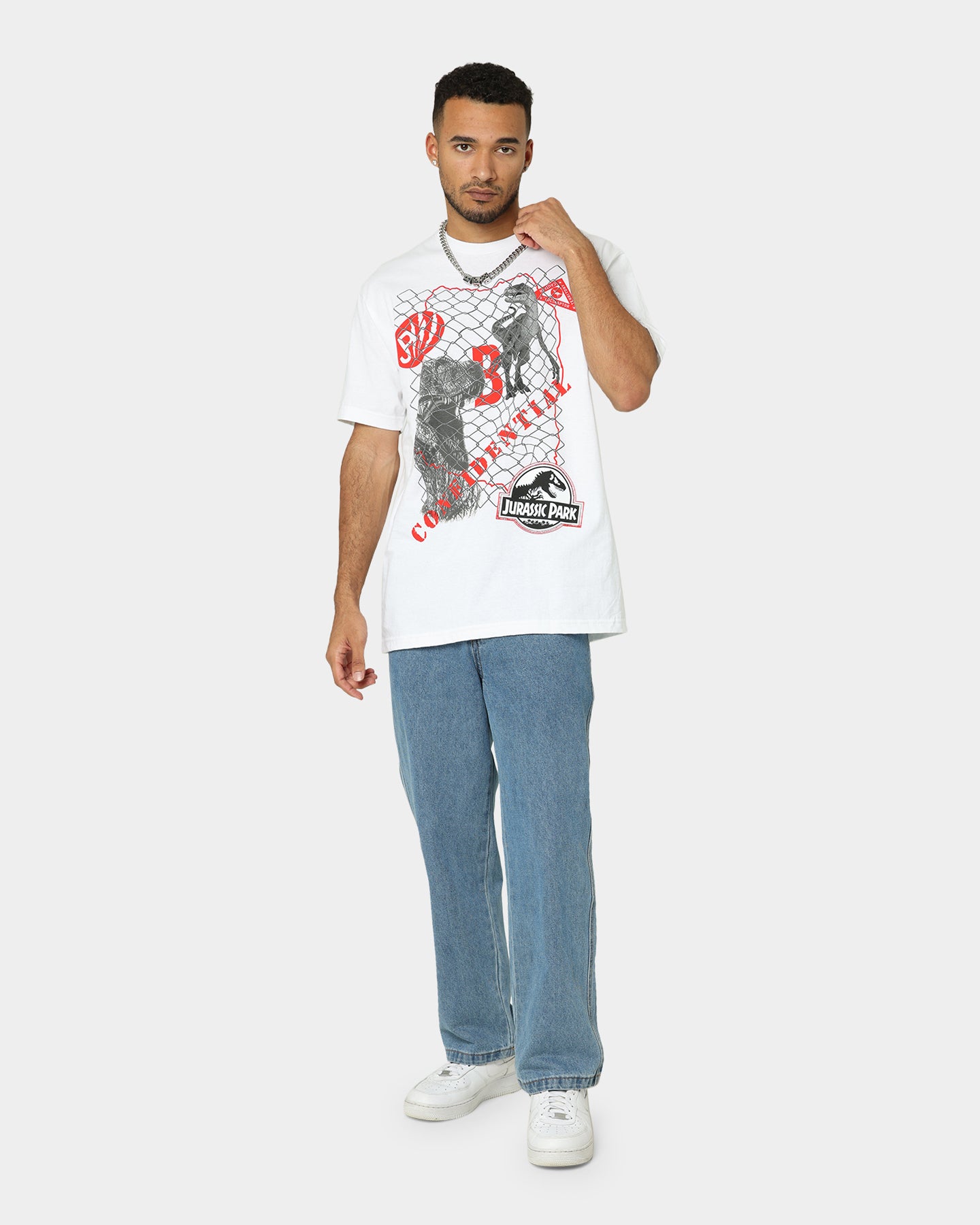 American Thrift Jurassic Park T-Shirt - White Cotton Tee for Men & Women - Perfect for Movie Nights, Cosplay, and Dinosaur Lovers