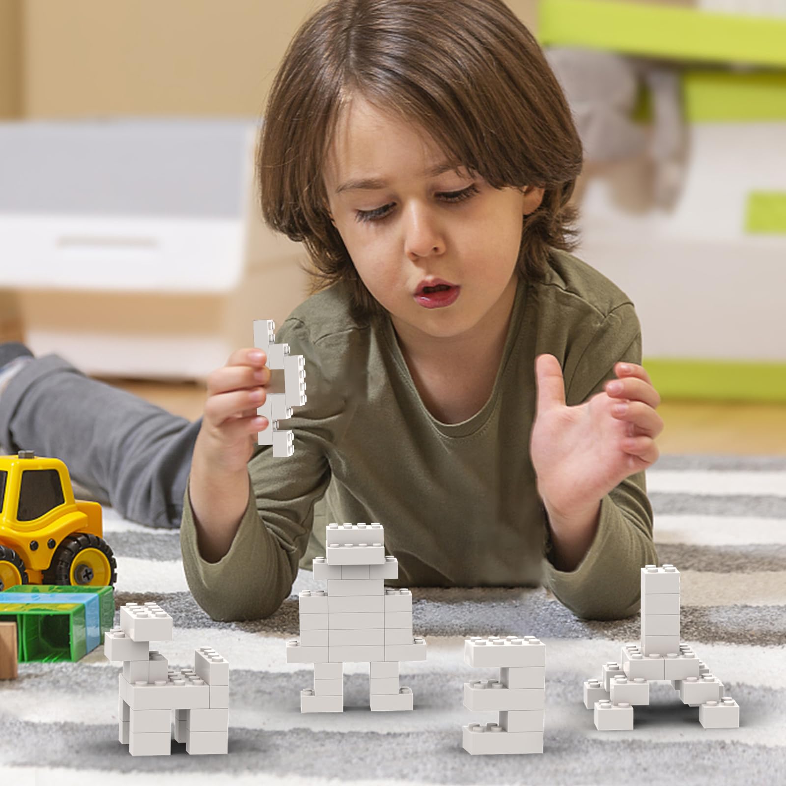 300-Piece Classic White 2x4 Bulk Brick Blocks - Compatible with Lego 3001 & Major Building Brands | Creative Construction Toy for Kids, DIY Projects & STEM Learning