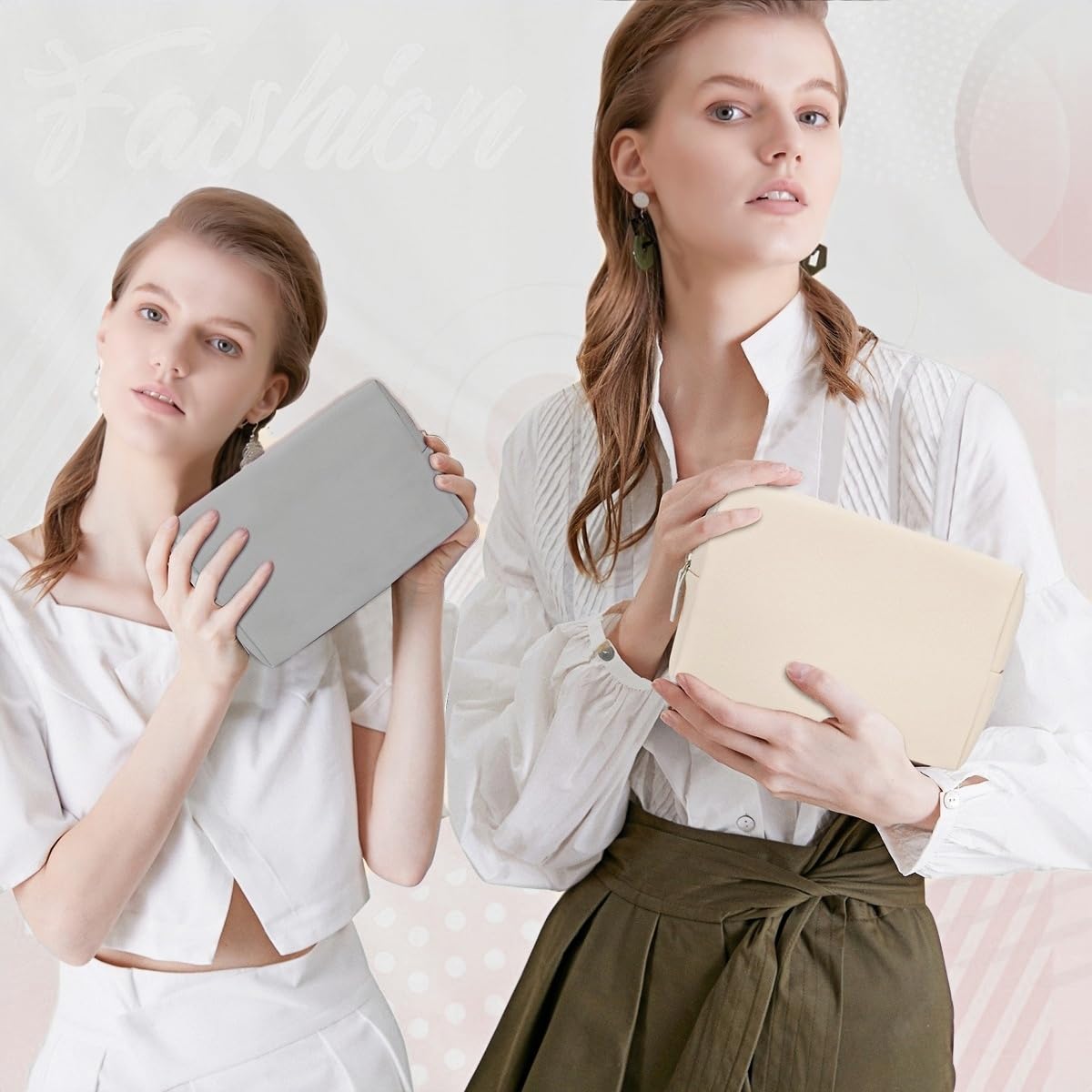2 Pack Waterproof PU Leather Makeup Bags for Women - Portable Cosmetic Organizer Pouch, Travel Toiletry Bag for Girls, Mom, Wife, Daughter (Perfect for Travel, Gym & Daily Use)