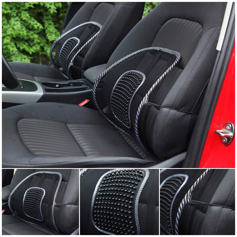 Ergonomic Big Ant Lumbar Support Cushion with Massage Beads - Car Seat, Office Chair & Wheelchair Back Support for Lower Back Pain Relief - Perfect for Long Drives, Work from Home & Mobility Comfort