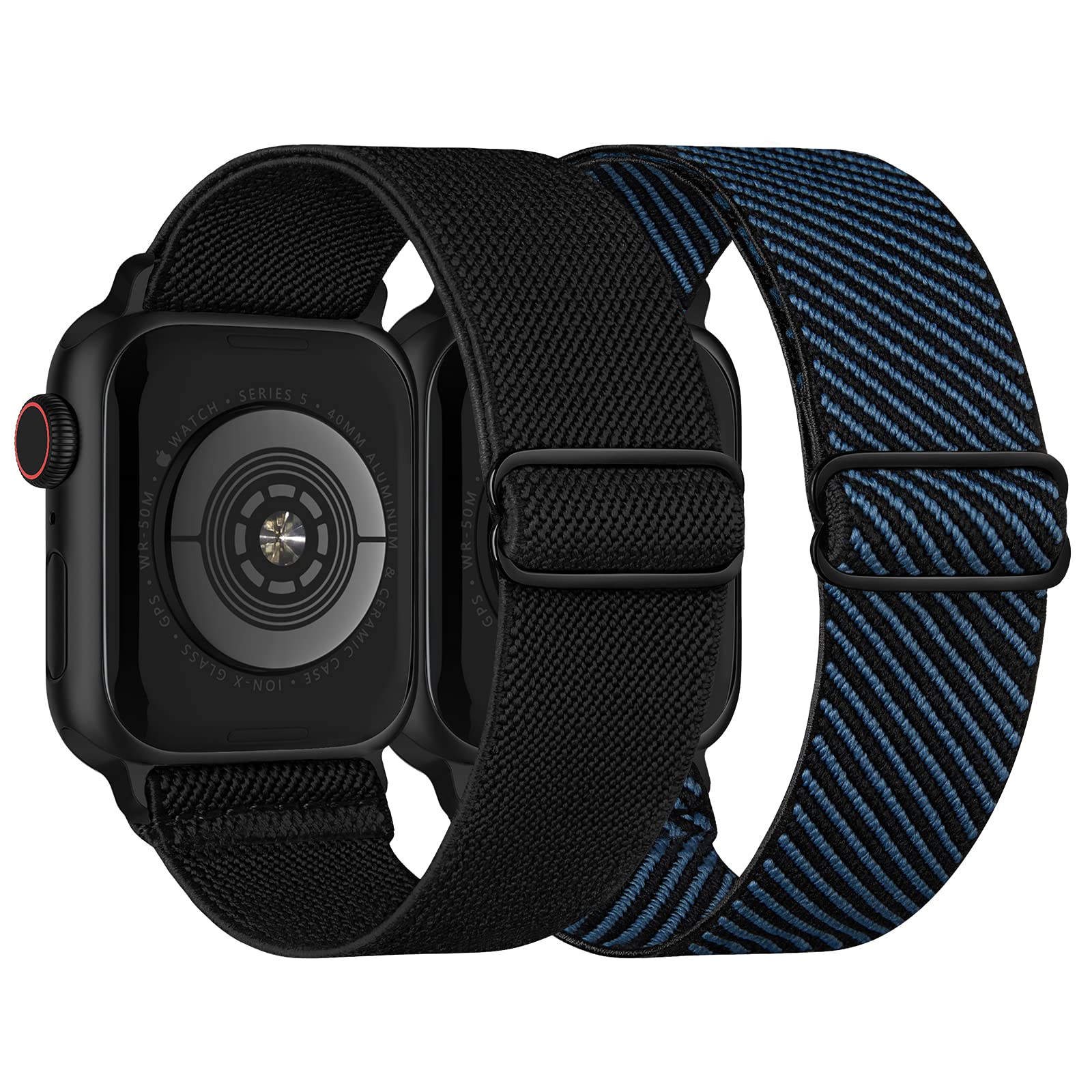 Stretchy Solo Loop Nylon Bands for Apple Watch 38mm 40mm 41mm 42mm 44mm 45mm 49mm - Braided Elastic Wristbands Compatible with iWatch Series Ultra/8/7/6/5/4/3/2/1/SE - Perfect for Workouts, Running & Everyday Wear