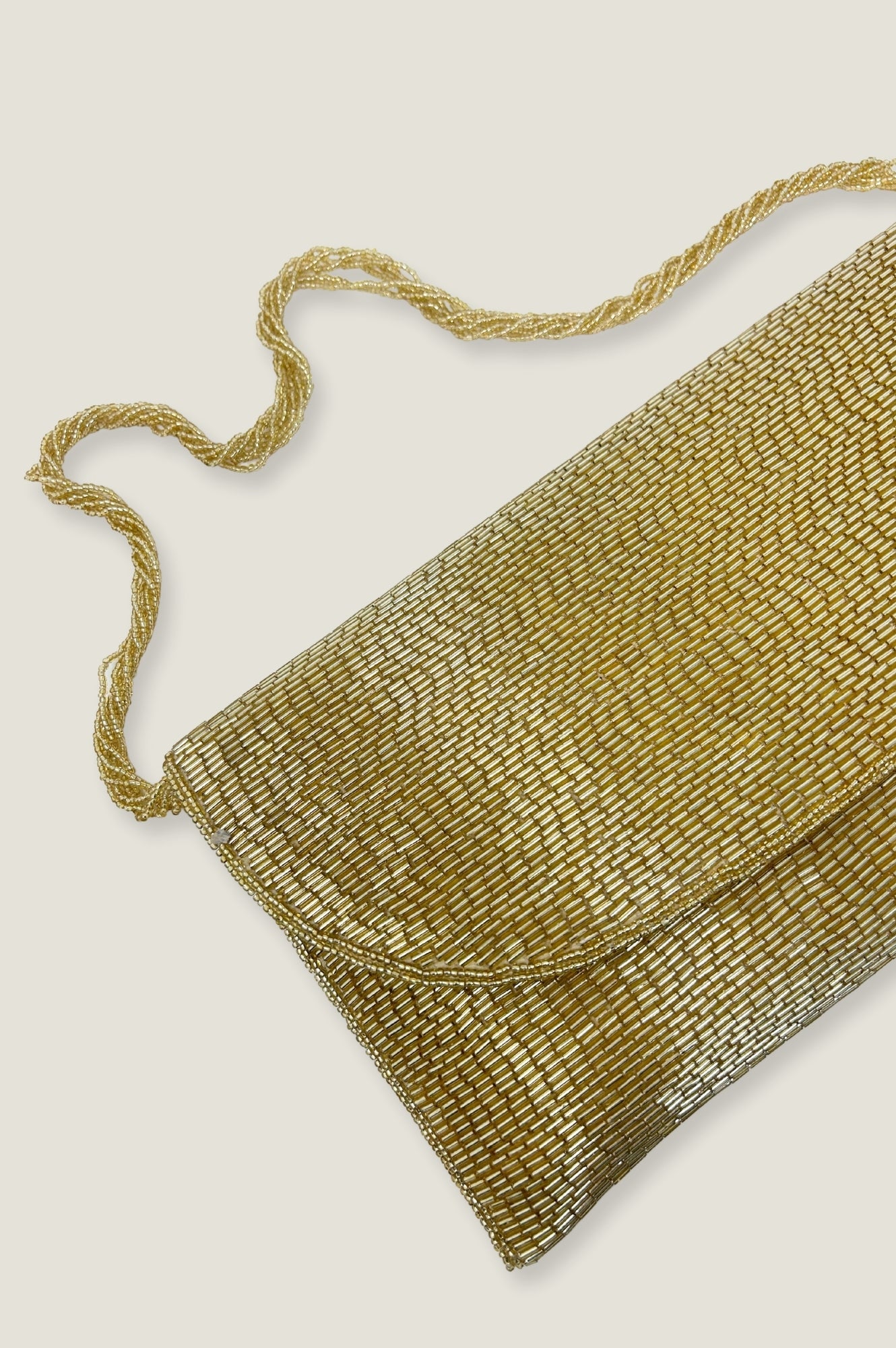 Elegant Beaded Clutch Purse for Women - Light Gold Evening Bag | Perfect for Parties, Weddings & Special Occasions