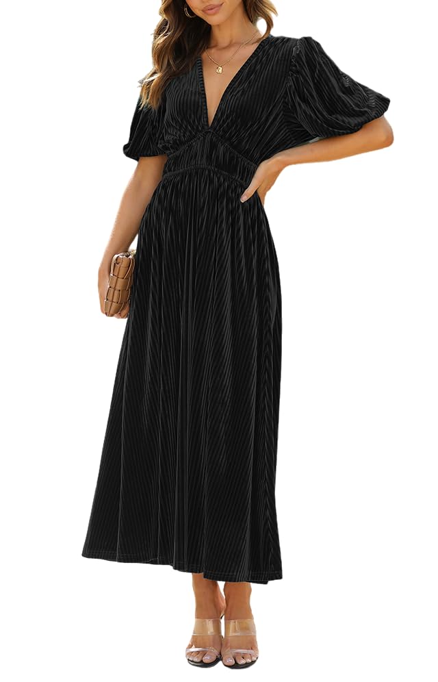 Sissyaki Women's Velvet Formal Dress for Wedding Guest 2024 Fall Winter - Elegant Long Sleeve Evening Gown for Cocktail Party, Holiday Dinner & Special Occasions