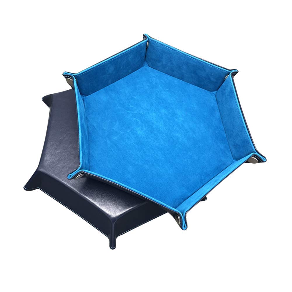 Premium PU Leather Dice Tray for DND & RPG Games - Double-Sided Folding Design with Storage Box (Peacock Blue) | Perfect for Tabletop Gaming, Dungeons & Dragons Sessions & Board Game Nights