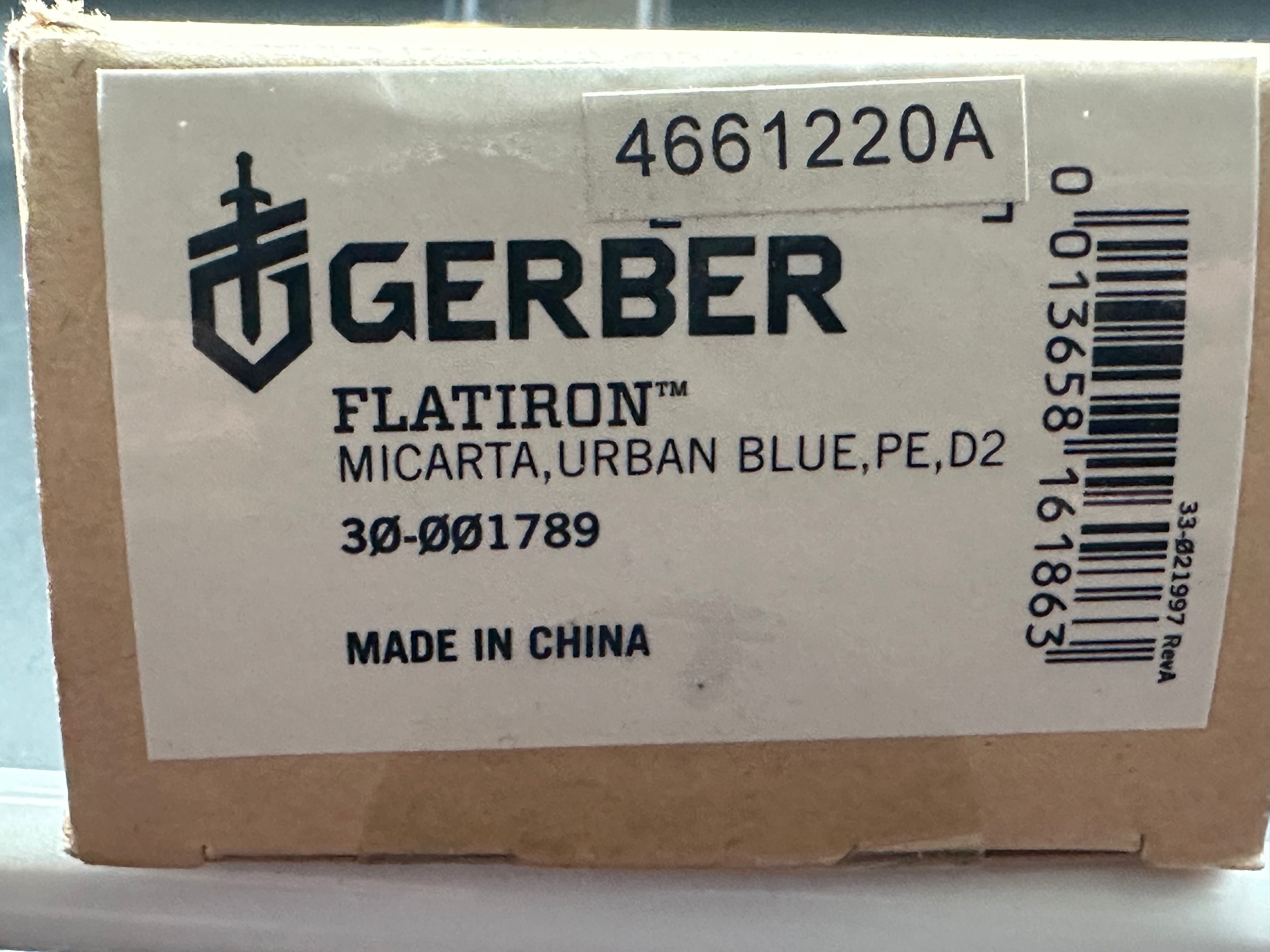 Gerber Flatiron Folding Knife - D2 Steel Blade, Blue Micarta Handle - EDC, Camping, Outdoor Survival & Everyday Carry Pocket Knife