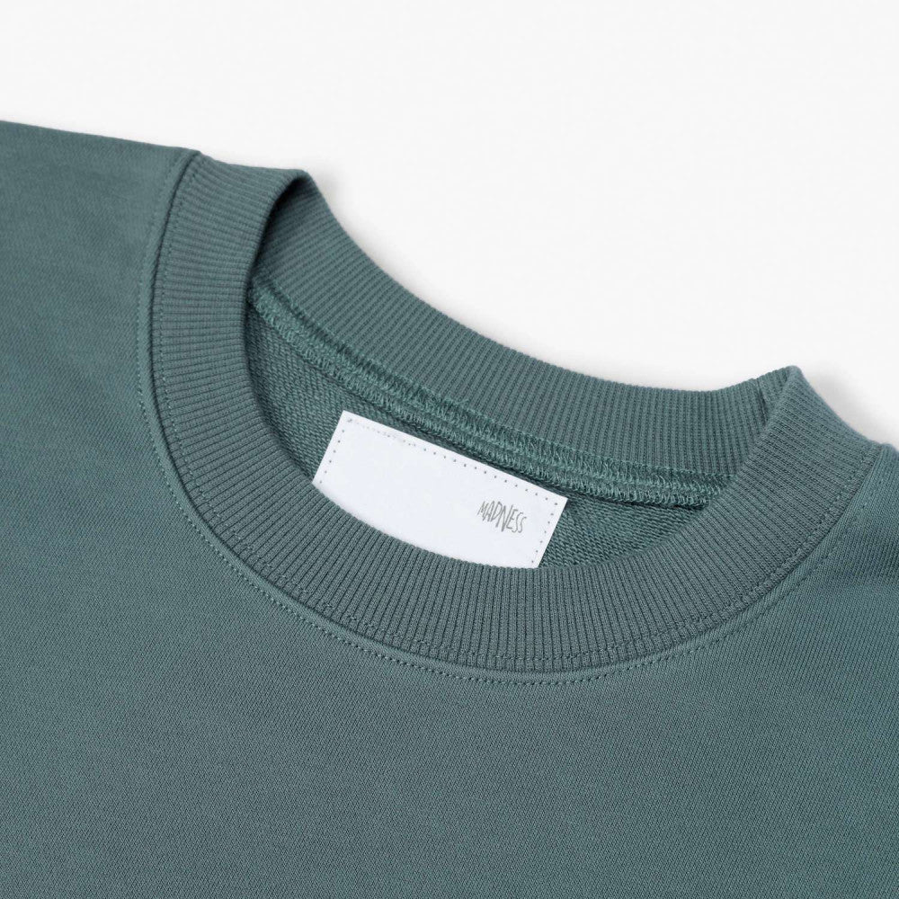 MADNESS Solid Crew Neck T-Shirt - Box Fit Smoke Green | Casual Streetwear for Men | Perfect for Everyday Wear and Urban Outfits