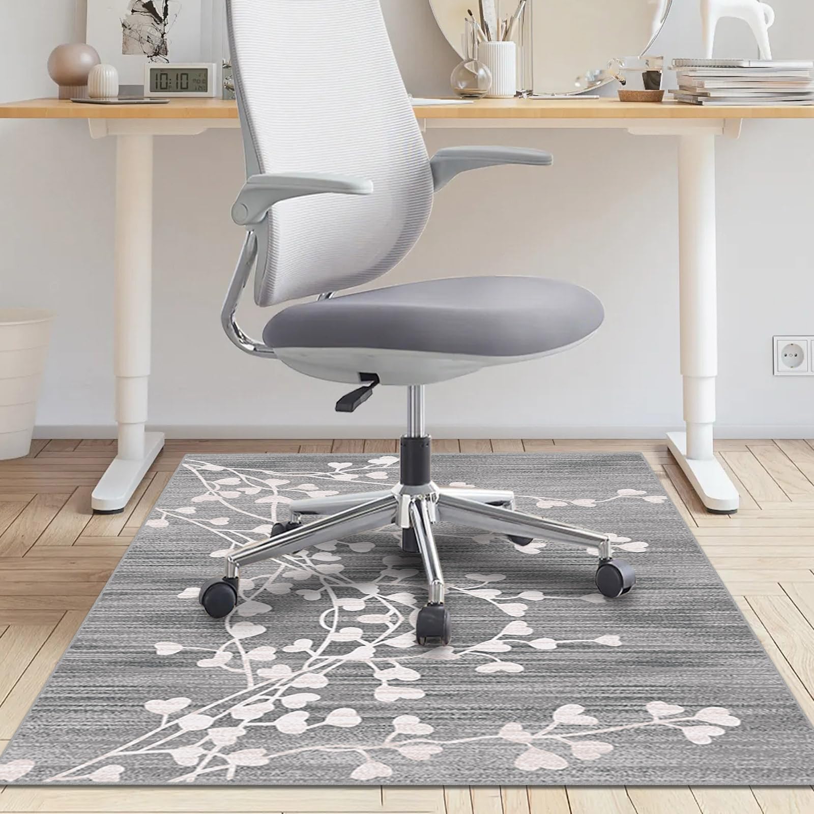 36x48 Office Chair Mat for Hardwood Floors - Non-Slip Rug Protector for Rolling Chairs | Computer Desk Mat with Low-Pile Design for Home & Office Use | Perfect for Workspaces, Gaming Setups & Study Areas (Gray)