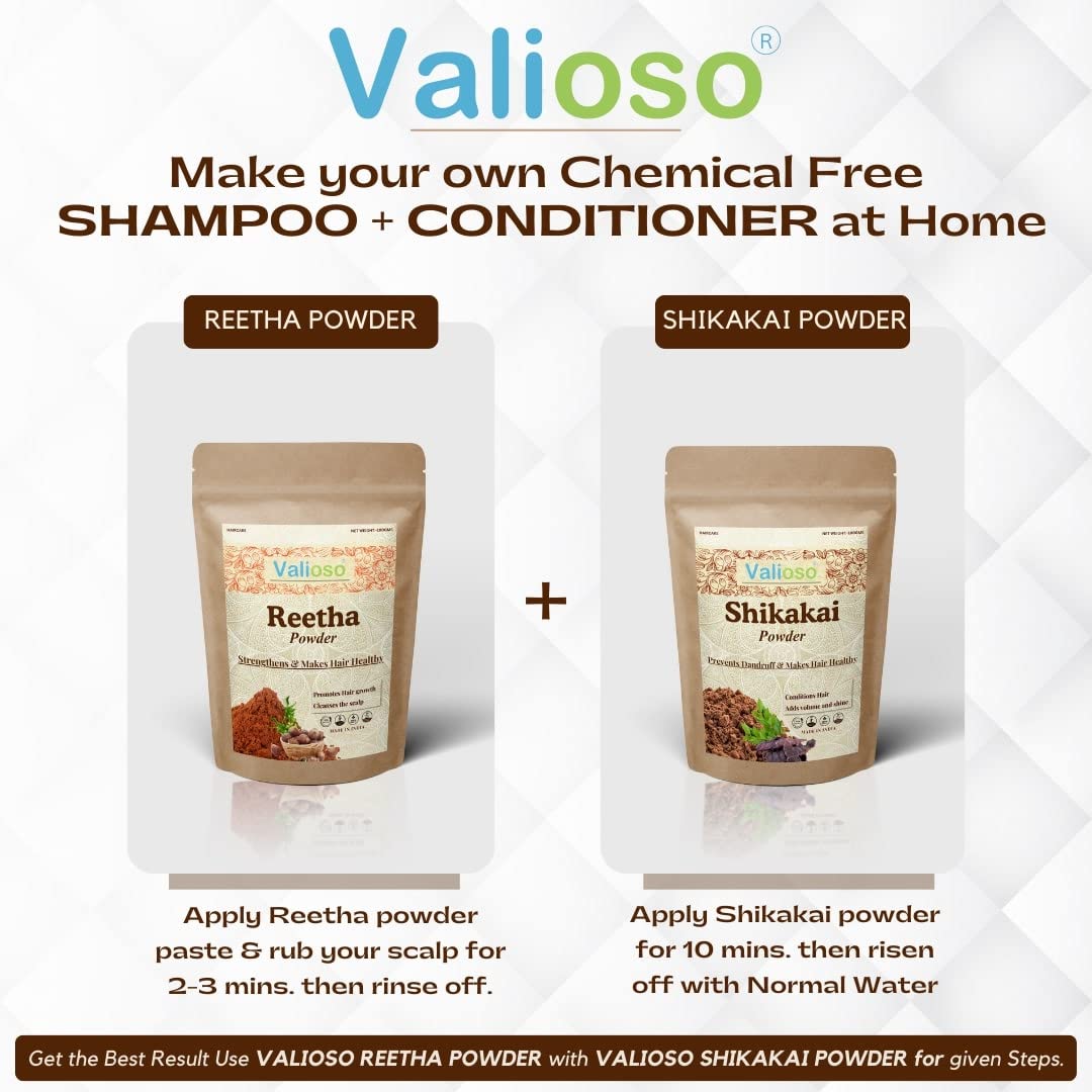 Organic Reetha & Shikakai Powder for Hair Growth & Scalp Care - 200g (Pack of 2) | Natural Ayurvedic Shampoo Alternative for Dandruff, Hair Fall & Shine | Perfect for DIY Hair Masks & Herbal Hair Wash