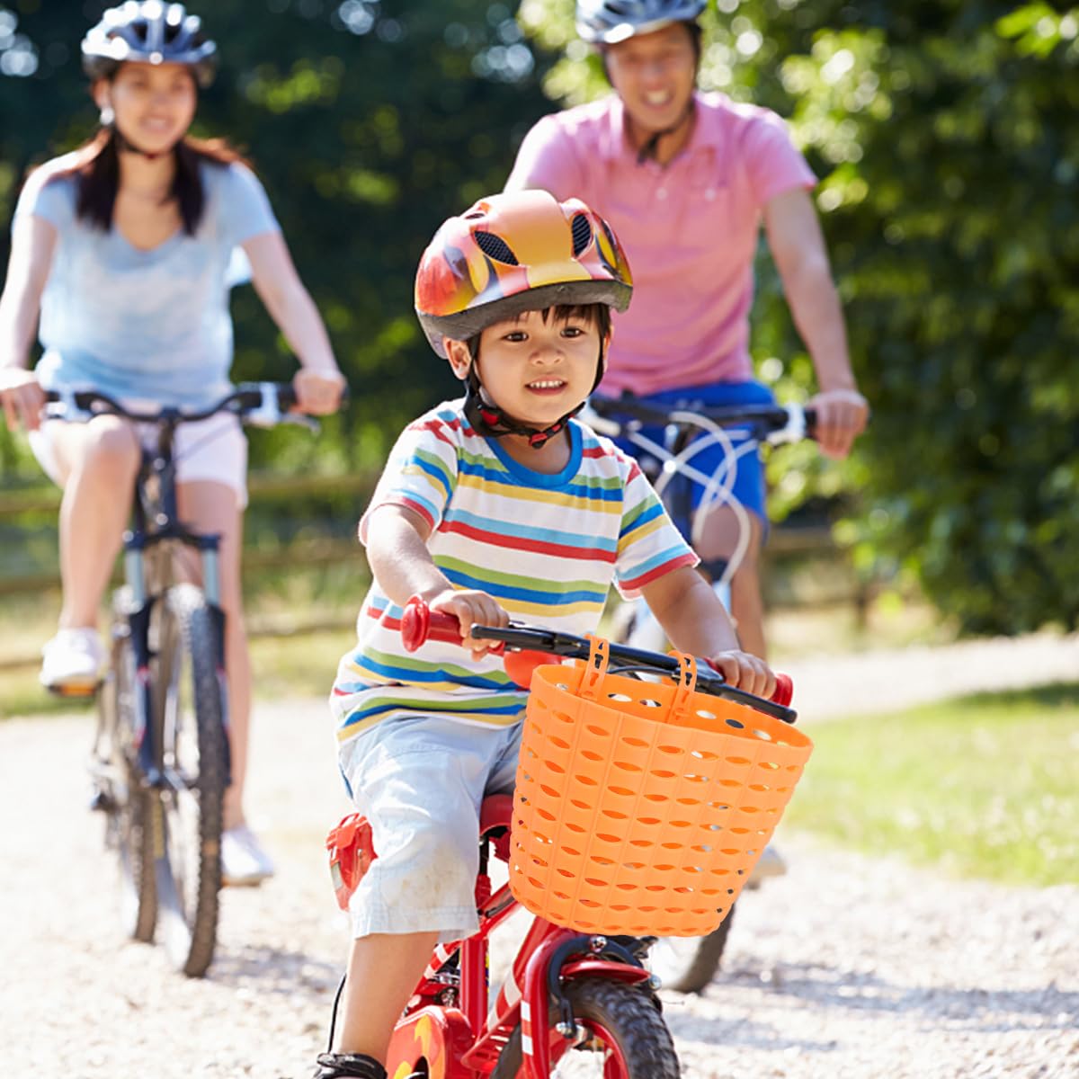 Kids Bike Basket - Front Handlebar Basket for Children's Bicycles | Durable Orange Bicycle Accessory | Perfect Gift & DIY Set for Outdoor Riding & Playtime Adventures