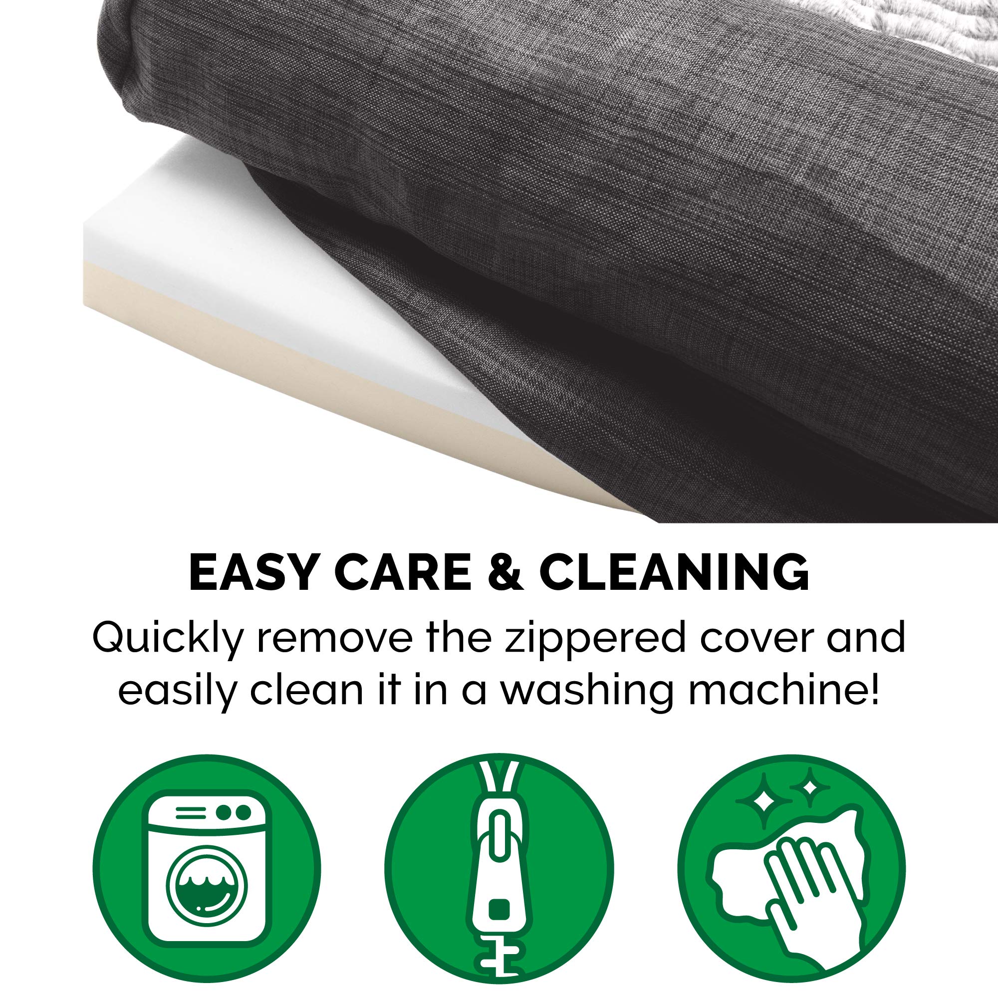 Furhaven Orthopedic Memory Foam Dog Bed for Large Dogs Up to 95 lbs - Removable Bolsters & Machine Washable Cover - Plush Faux Fur & Cooling Linen Sofa Style - Charcoal Grey (Jumbo/XL) - Perfect for Living Room, Bedroom or Pet-Friendly Office Spaces