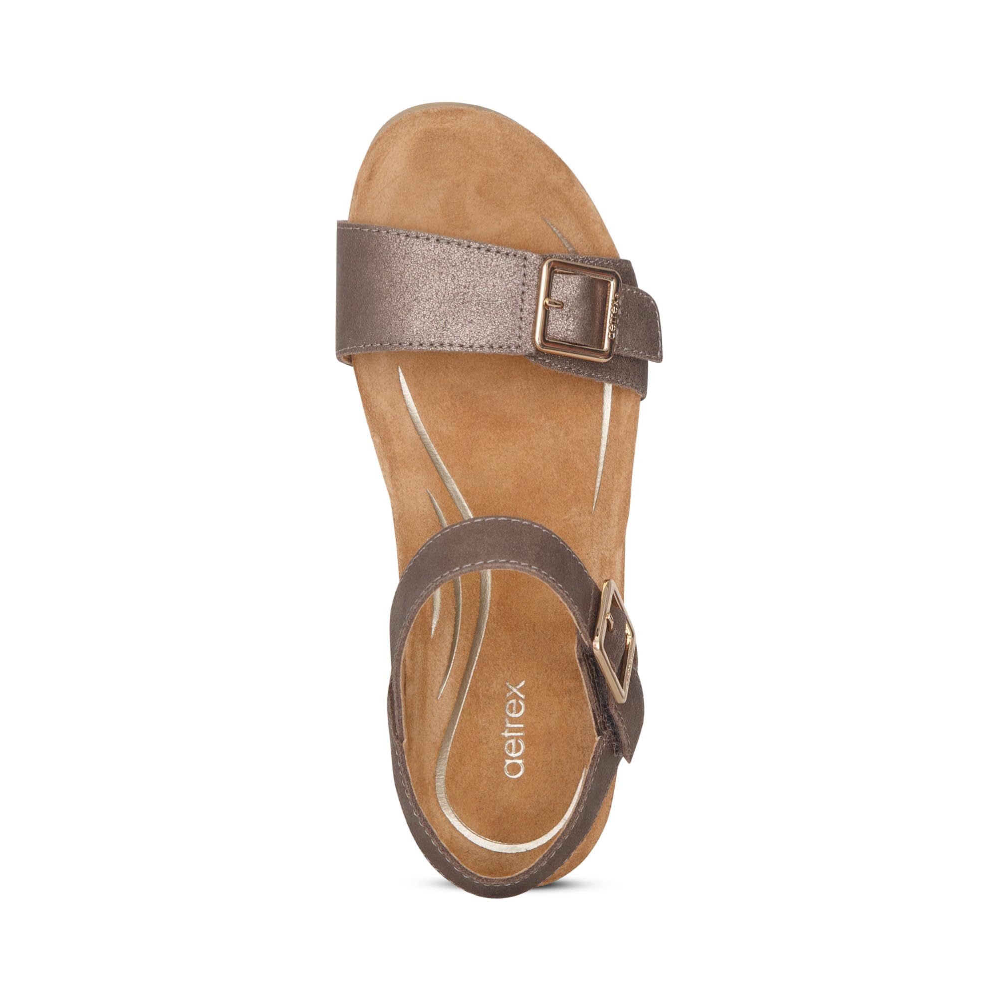 Aetrex Women's Lexa Orthopedic Sandals with Adjustable Ankle Strap & Arch Support - Comfortable Wedge Heel for Walking, Work & Casual Wear