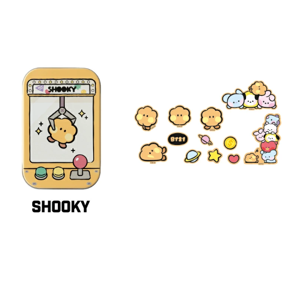 BT21 Mini Sticker Tin - Shooky Character Cute Vinyl Decals for Laptops, Water Bottles & Phone Cases - Korean K-Pop BTS Merch Collectibles