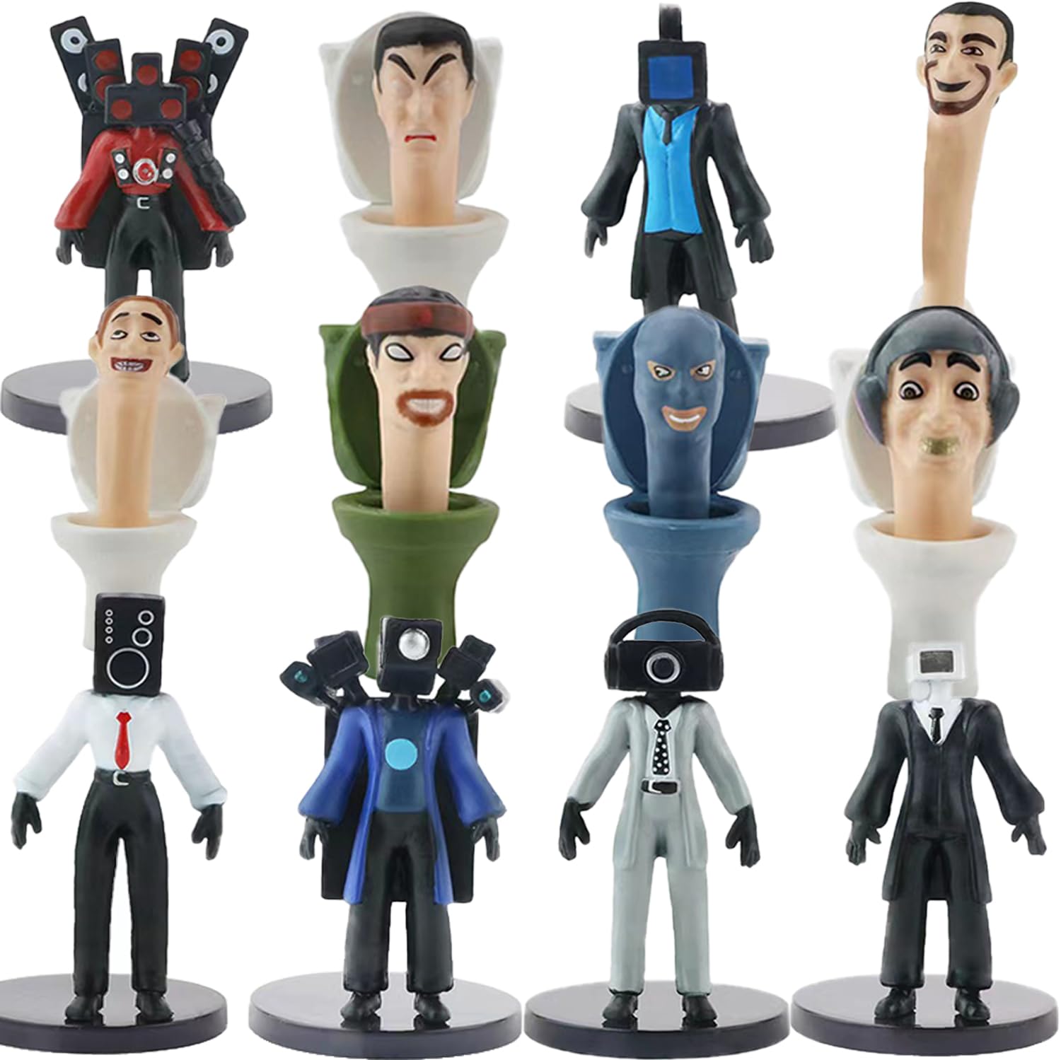 Skibidi Toilet Action Figure Set - Skibbidy Toilet Cameraman & Titan Speakerman Horror Game Model Building Toy | Creative Collectible Animation Toys for Kids & Adults | Perfect for Game Fans, Display & Role Play Scenes
