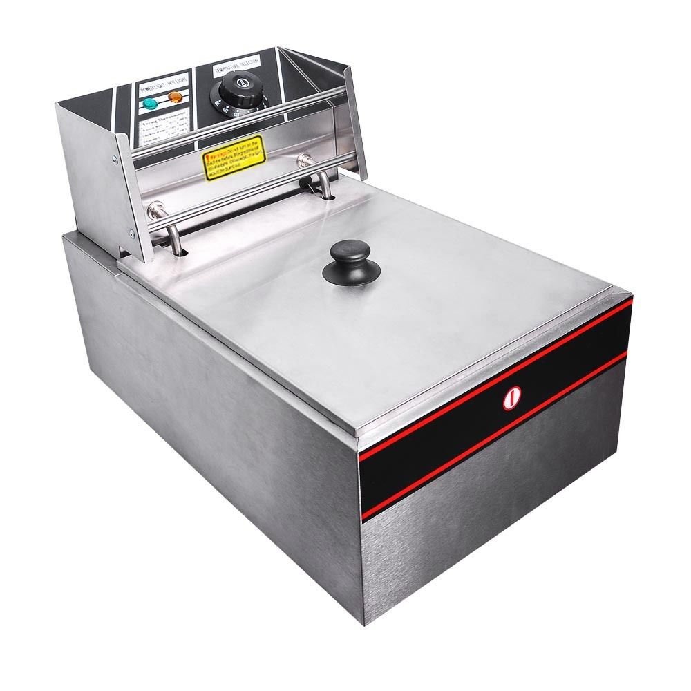 GHP 6-Liter 2500W Commercial Stainless Steel Deep Fryer with Basket & Lid - Perfect for Restaurants, Food Trucks & Home Kitchen Use
