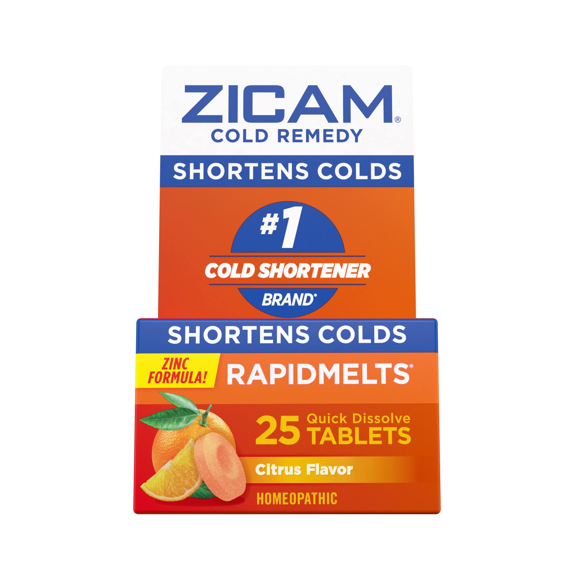 Zicam Cold Remedy Zinc Rapidmelts - Fast-Acting Immune Support, Citrus Flavor, 25 Count (Pack of 1) - Natural Cold Relief for Adults & Kids, Perfect for Travel, Work & Home Use