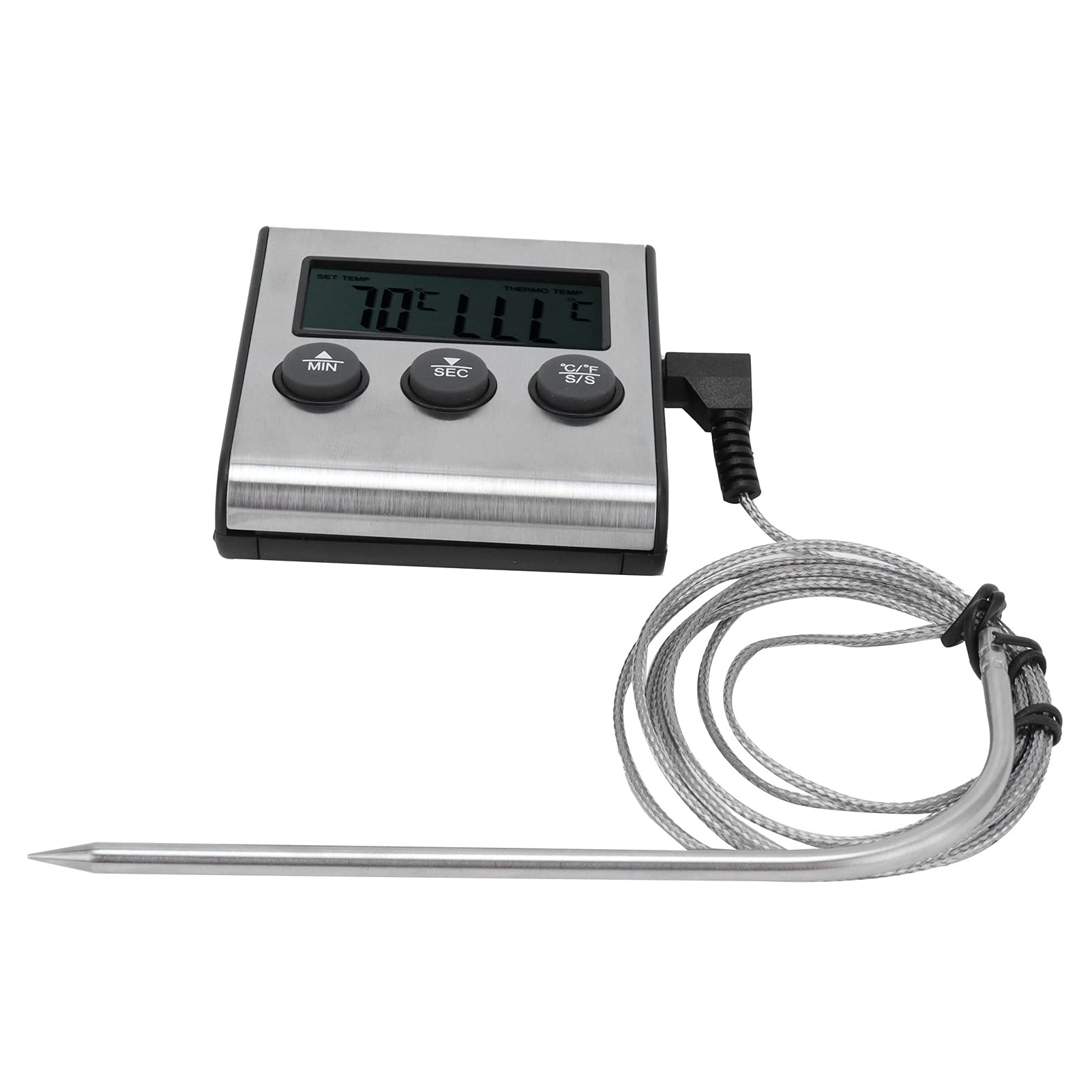 Voluxe Digital Meat Thermometer - Retractable Food Temperature Probe for Cooking, Grilling, Baking & Food Safety | Perfect for Kitchen, BBQ, Restaurants & Home Use