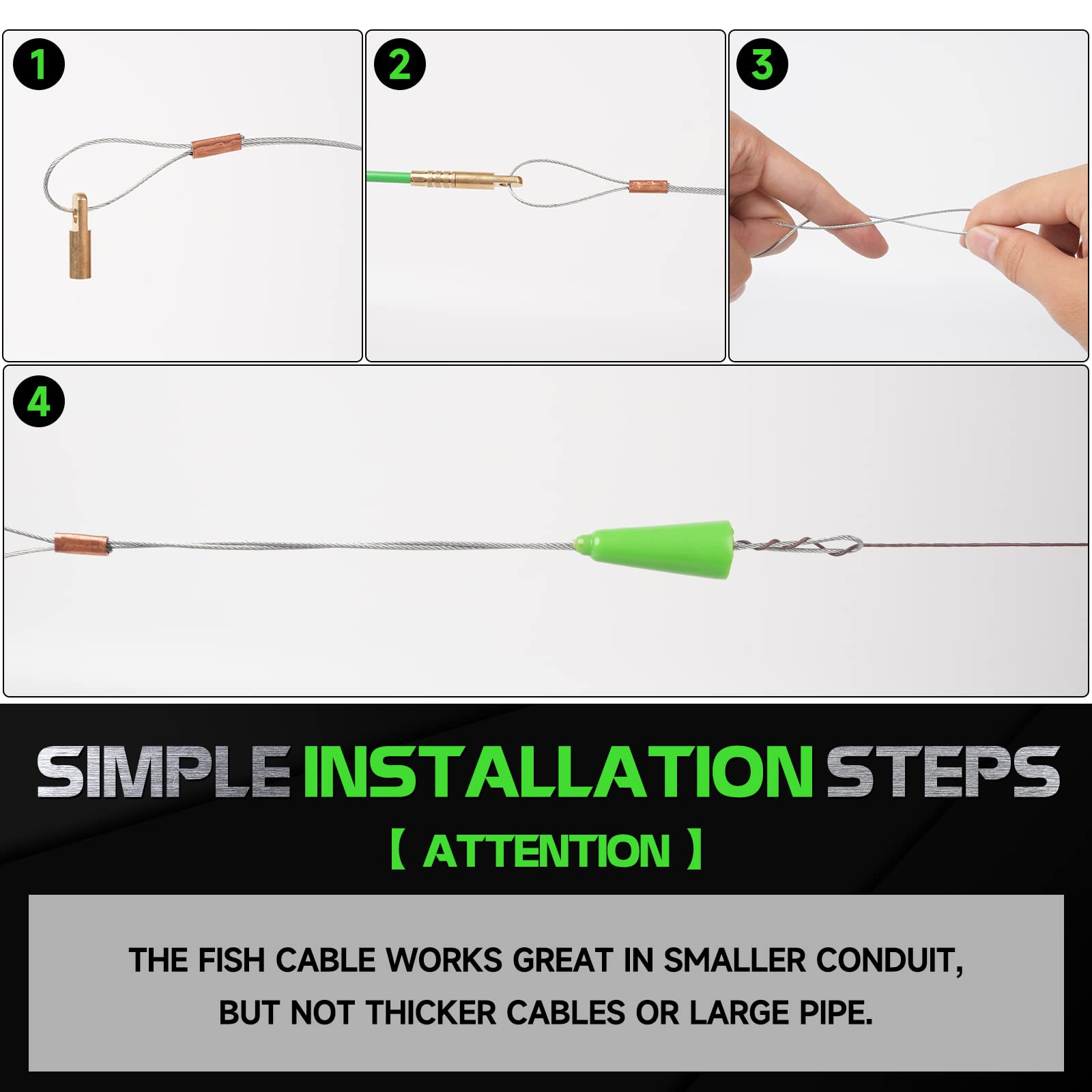32.2FT Fiberglass Wire Pulling Kit with 6 Attachments - for Electrical Wiring & Fish Tape Installation