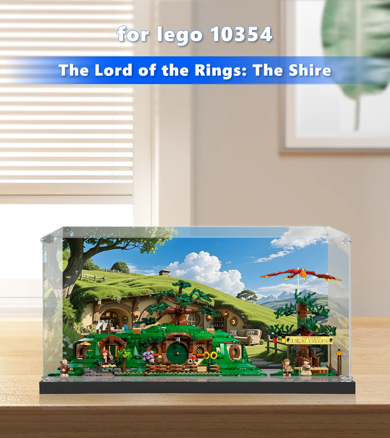 LEGO® Icons The Lord of the Rings: The Shire™ 10354 Display Case - Premium Acrylic Showcase for Collectible LEGO Sets - Perfect for Home Decor, Office Display & Gift Giving