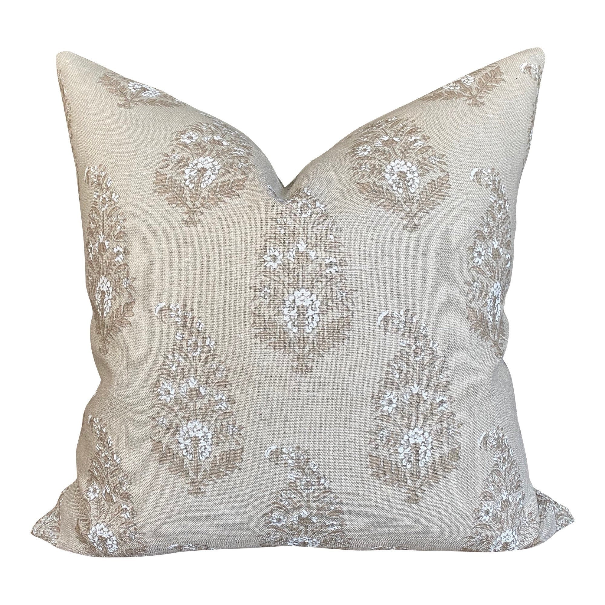 READY TO SHIP Designer Katie Leede Mughal Gardens Pillow in Dove - Luxury Decorative Throw Pillow for Sofa, Bed & Home Decor