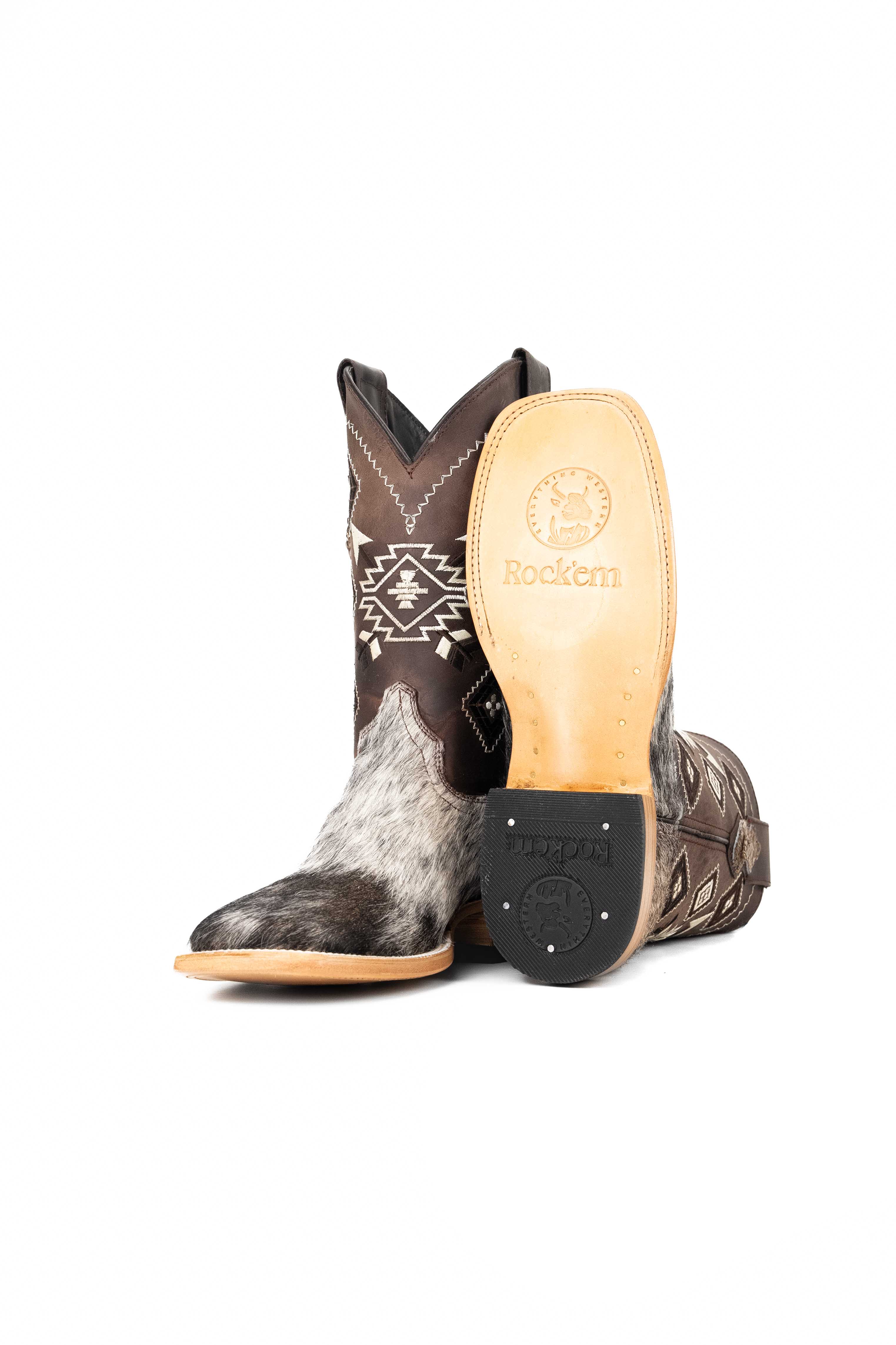 Authentic Men's Cowhide Square Toe Cowboy Boots - Size 7 (US) - Western Style Rodeo Boots for Country Dancing, Horseback Riding & Outdoor Adventures