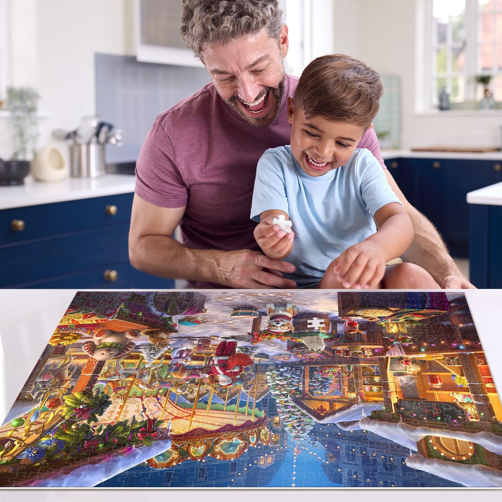 500-Piece Christmas Jigsaw Puzzle for Adults & Kids Ages 8+ - Medium Difficulty Family Board Game (19.7
