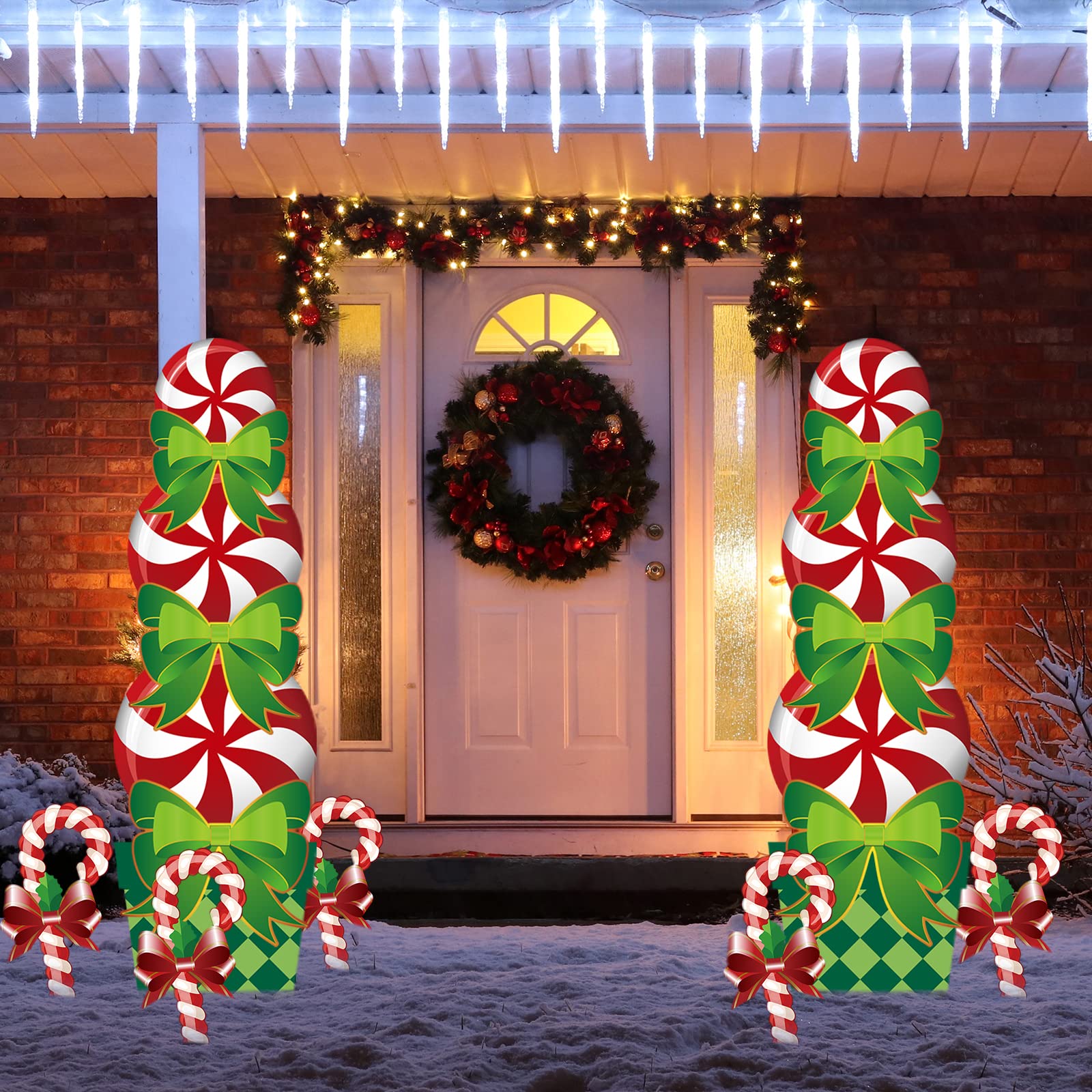 Christmas Yard Decorations - Santa & Snowman Outdoor Signs for Holiday Lawn (2-Pack) - Perfect for Winter & Xmas Decor