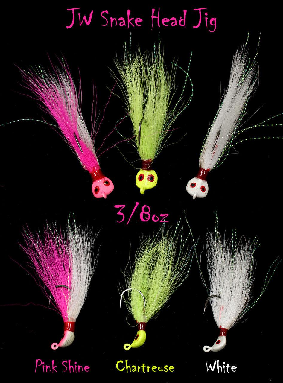 Jigging World Snake Head Bucktail Fishing Lures - Premium Saltwater & Freshwater Jigging Baits for Bass, Pike, and Walleye | Ideal for Casting, Trolling, and Ice Fishing