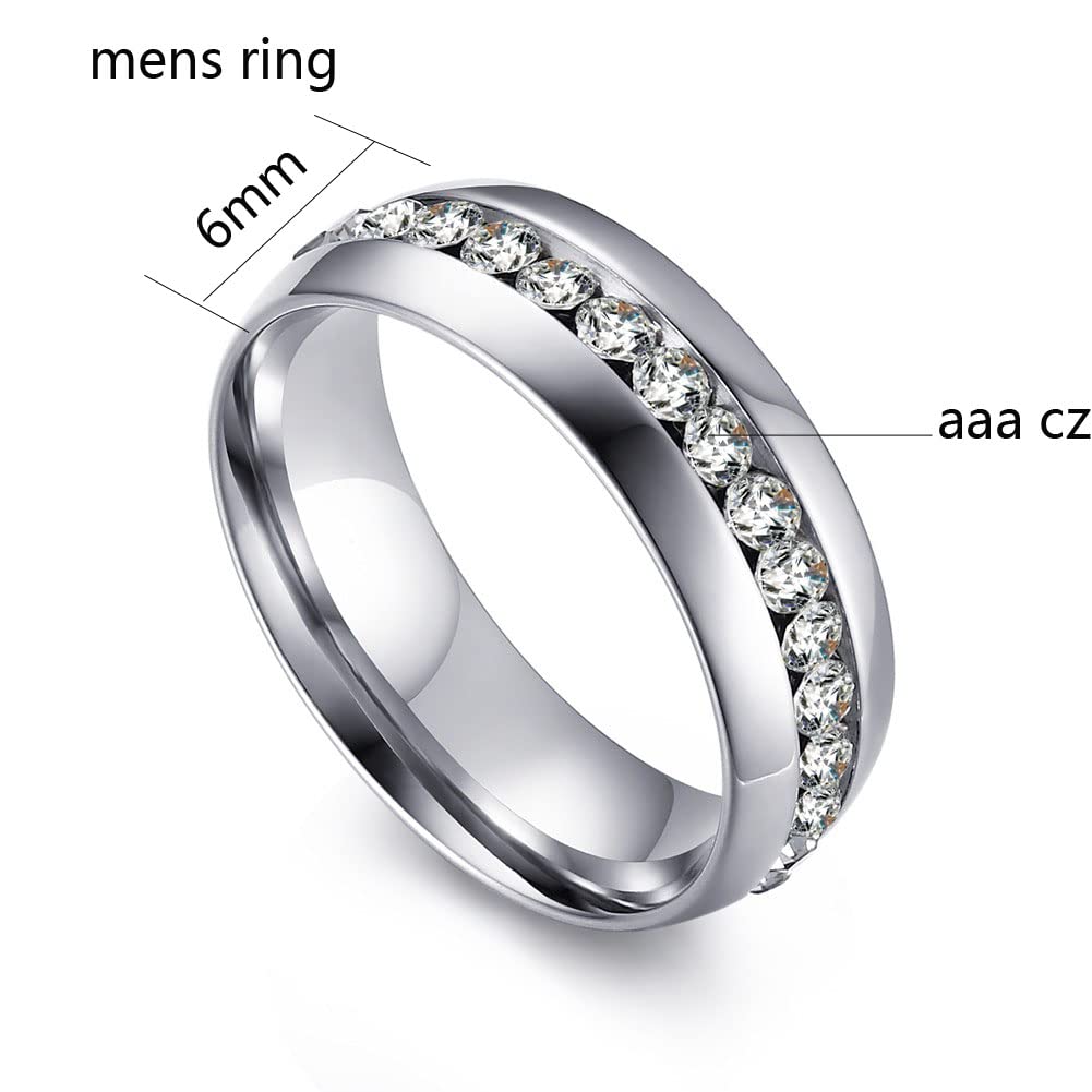 Matching Couple Rings - 925 Sterling Silver White Gold Plated Wedding Bands for Women & Men, Titanium Engagement Rings - Perfect for Anniversaries, Proposals & Romantic Gifts