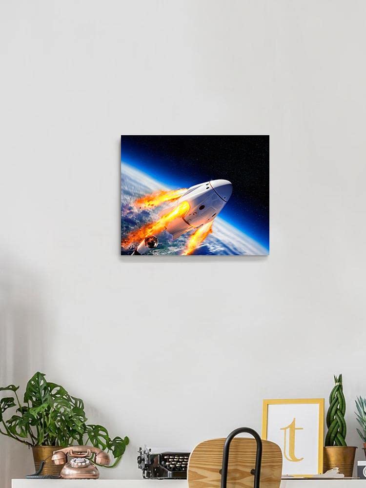NASA Spacecraft Launch Wall Art - White Wrapped Canvas Print for Home & Office Decor | Living Room, Bedroom, Office Space Inspiration