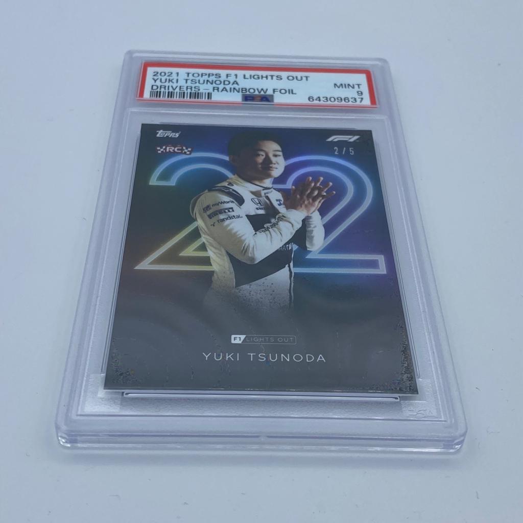PSA 9 Graded 2/5 Yuki Tsunoda F1 Driver Rainbow Foil Trading Card - Perfect for Collectors, Racing Fans & Investment