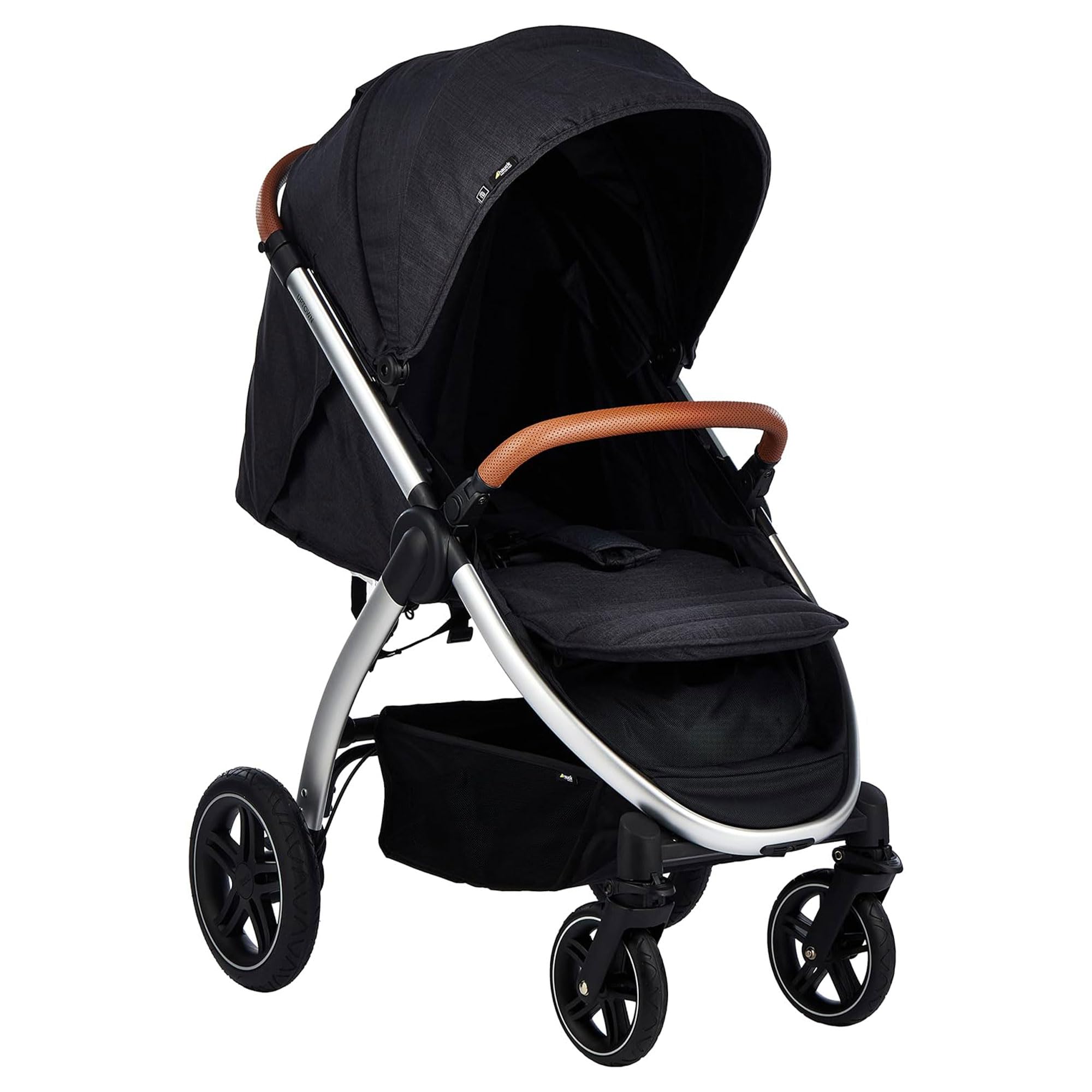 Hauck Uptown Deluxe Stroller - Lightweight Compact Foldable Baby Stroller with One-Hand Fold, Adjustable Reclining Seat & Height, Cup Holder, Supports Up to 55 lbs - Melange Black - Perfect for City Walks, Shopping & Travel