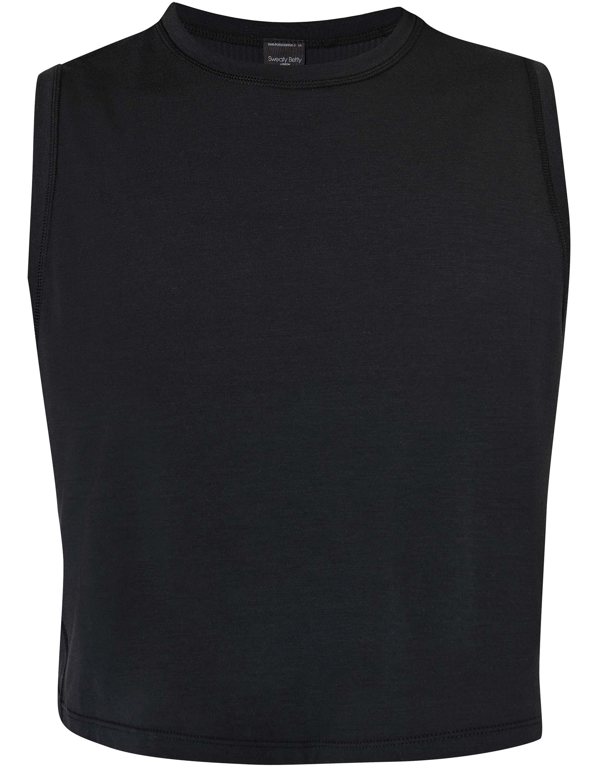 Breathe Easy Crop Muscle Vest for Women - Black | Workout Tank Top for Yoga, Running & Gym