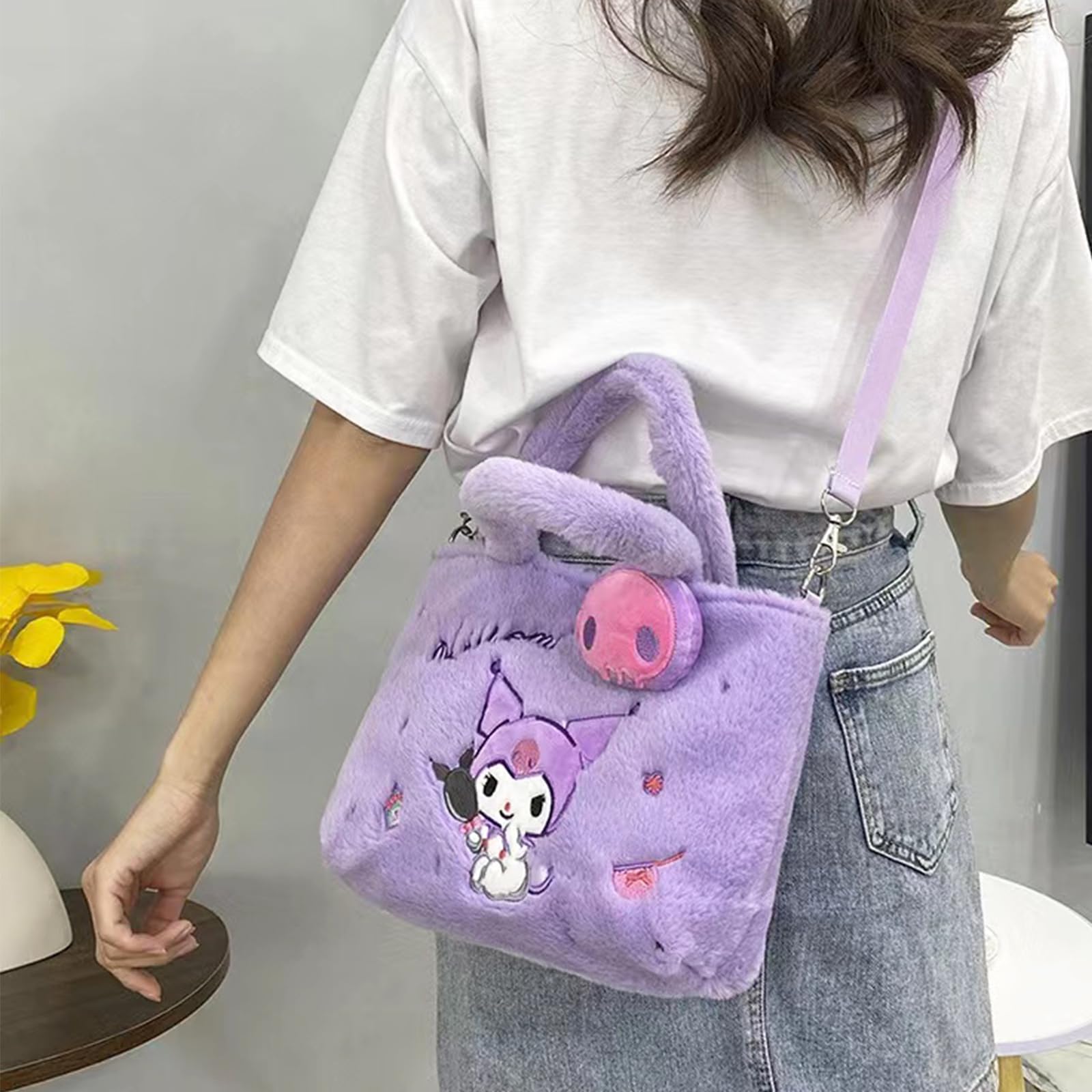 Adorable Kumi Plush Crossbody Bag for Women & Girls - Adjustable Shoulder Strap, Kawaii Kitty Handbag with Buckle, Cute Wallet Purse & Coin Pouch Accessories | Perfect for School, Travel, Shopping & Daily Use