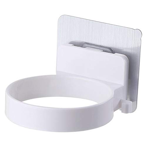 Wall-Mounted Hair Dryer Holder - White ABS Bathroom Shelf Organizer for Hair Dryer Storage | Perfect for Small Bathrooms, Salons & Vanity Organization