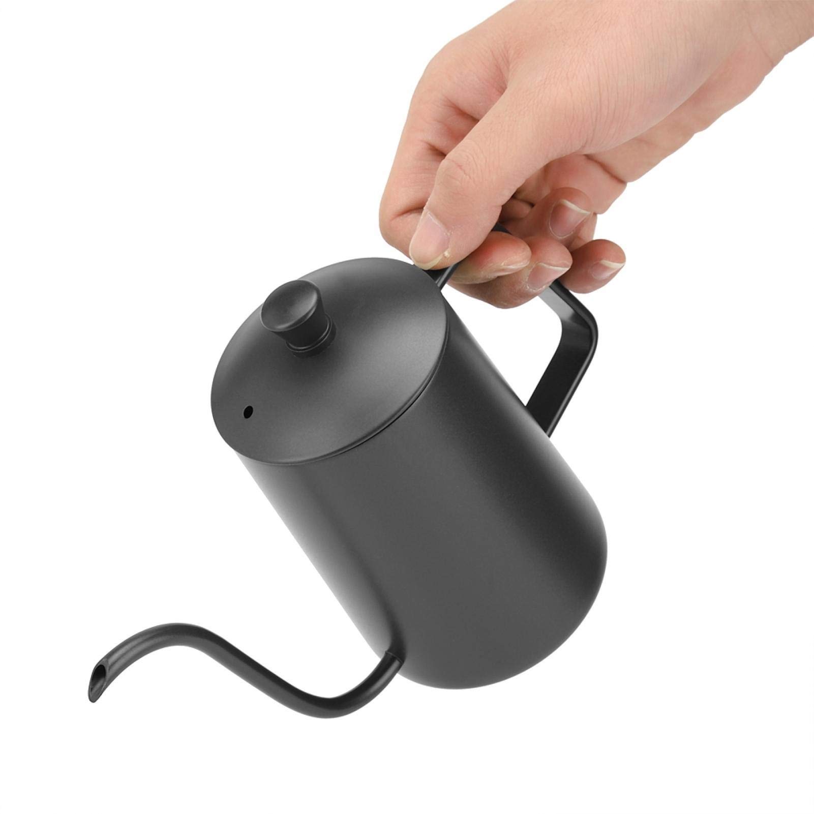 Premium 600ml Stainless Steel Gooseneck Coffee Kettle with Built-in Thermometer - Perfect for Pour Over Coffee, Tea Brewing & Home Kitchen Use (Black) - Ideal for Baristas, Coffee Enthusiasts & Home Brewing